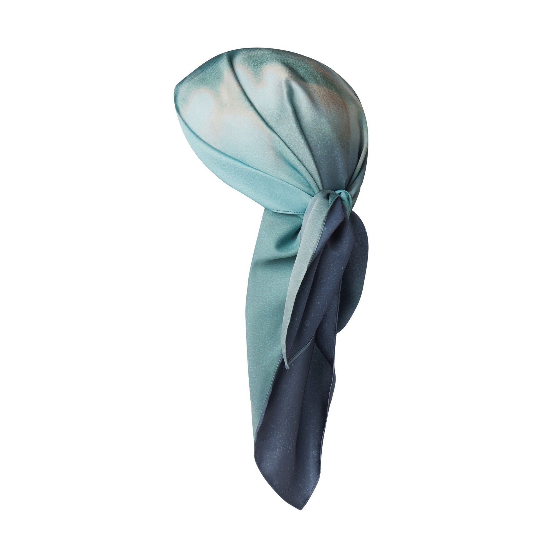 MESH COVER-UPS SATIN HEADSCARF | CYAN FK OMBRE PRINT