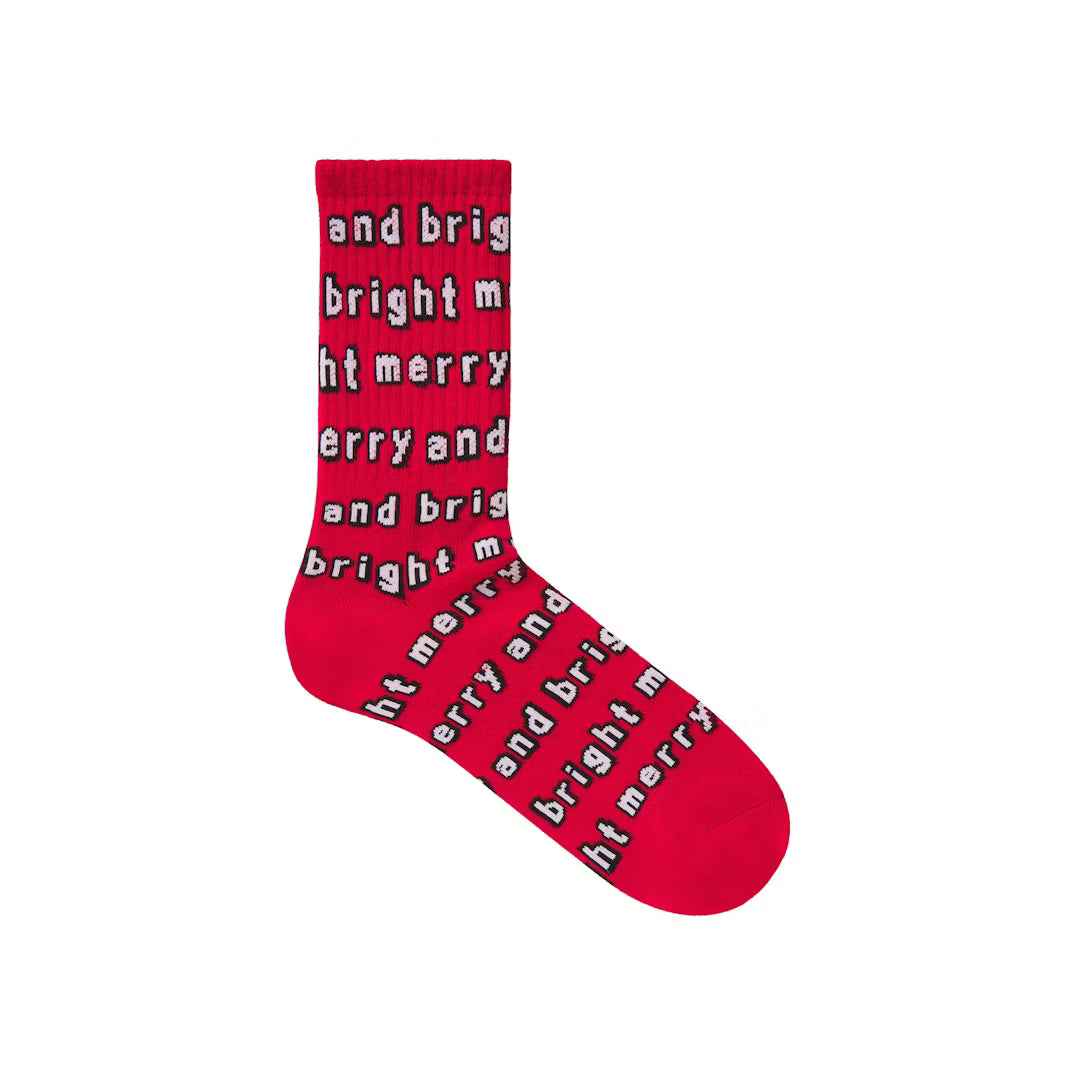 CACTUS PLANT FLEA MARKET X SKIMS RIBBED CREW SOCK 2-PACK | LIGHT HEATHER GREY AND RED