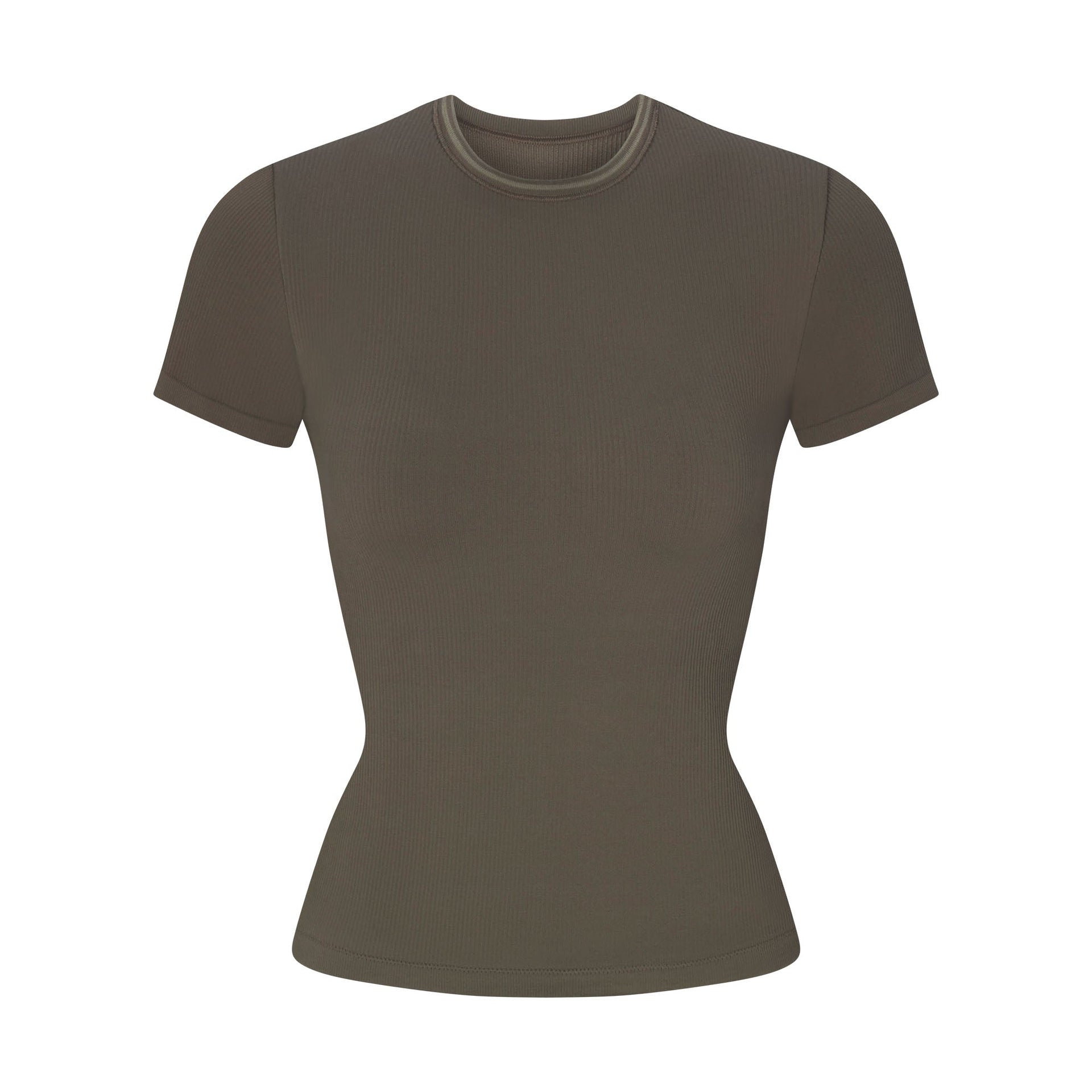 NikeSKIMS RIBBED SEAMLESS BABY TEE | DUSTY OAKMOSS