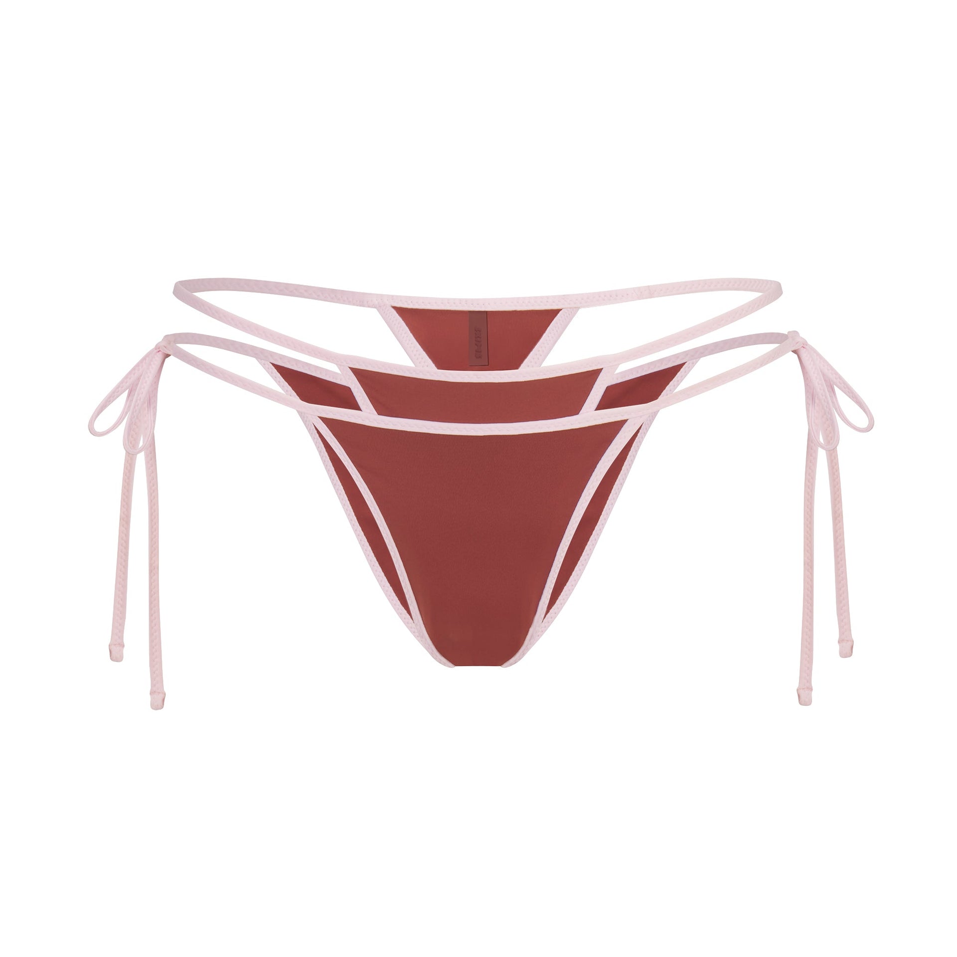 SIGNATURE SWIM LAYERED TIE BIKINI BOTTOM | HENNA CONTRAST