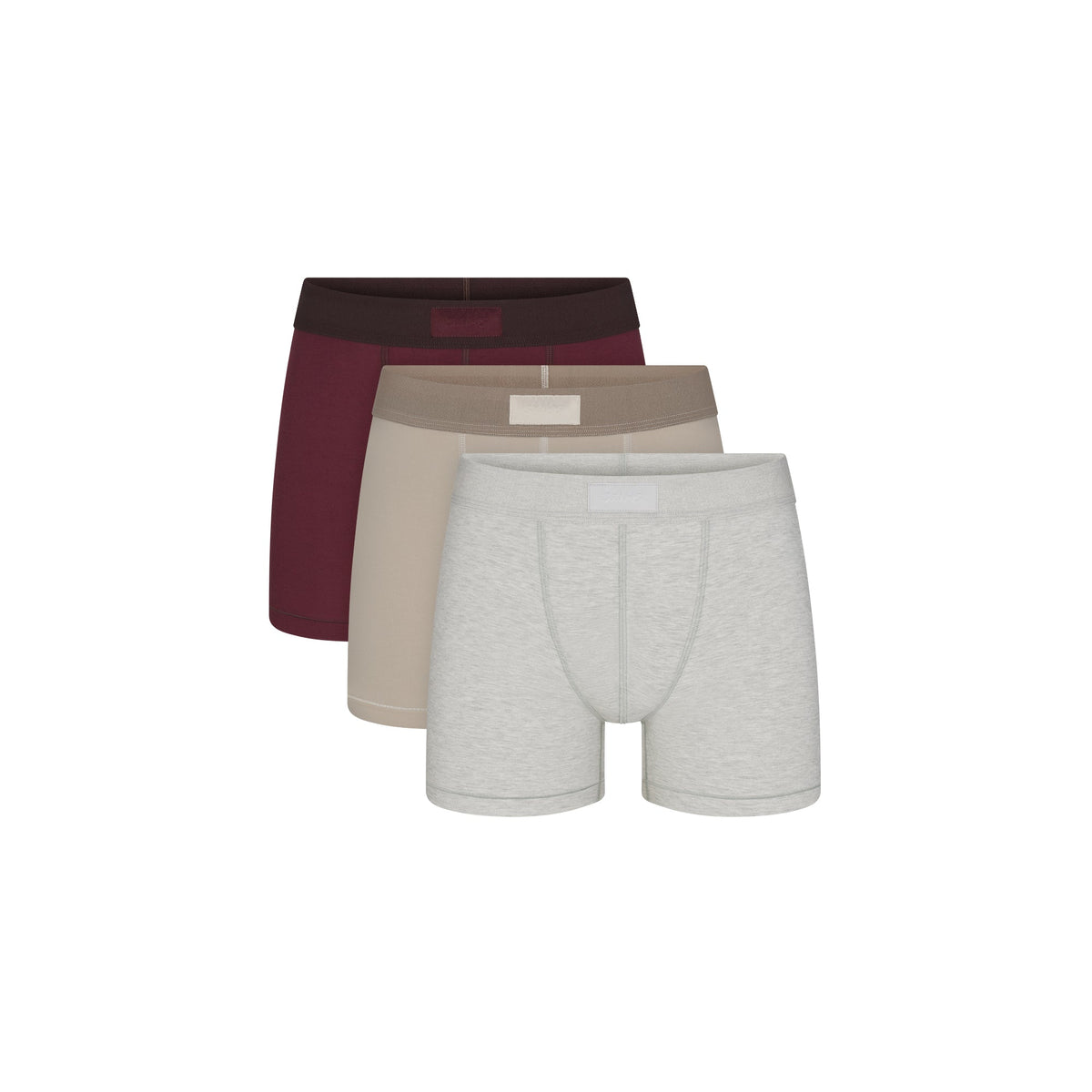 SKIMS COTTON MENS 3" BOXER BRIEF 3-PACK | BORDEAUX STONE MULTI