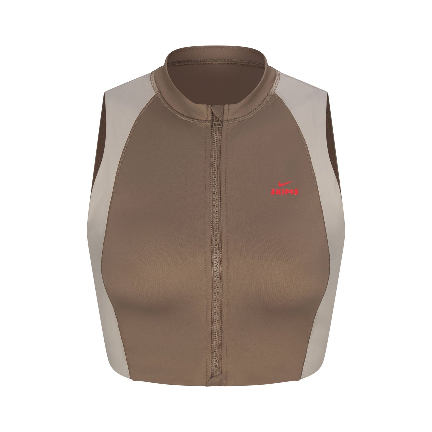 NikeSKIMS SHINE FRONT ZIP BRA | TRUFFLE AND STONE