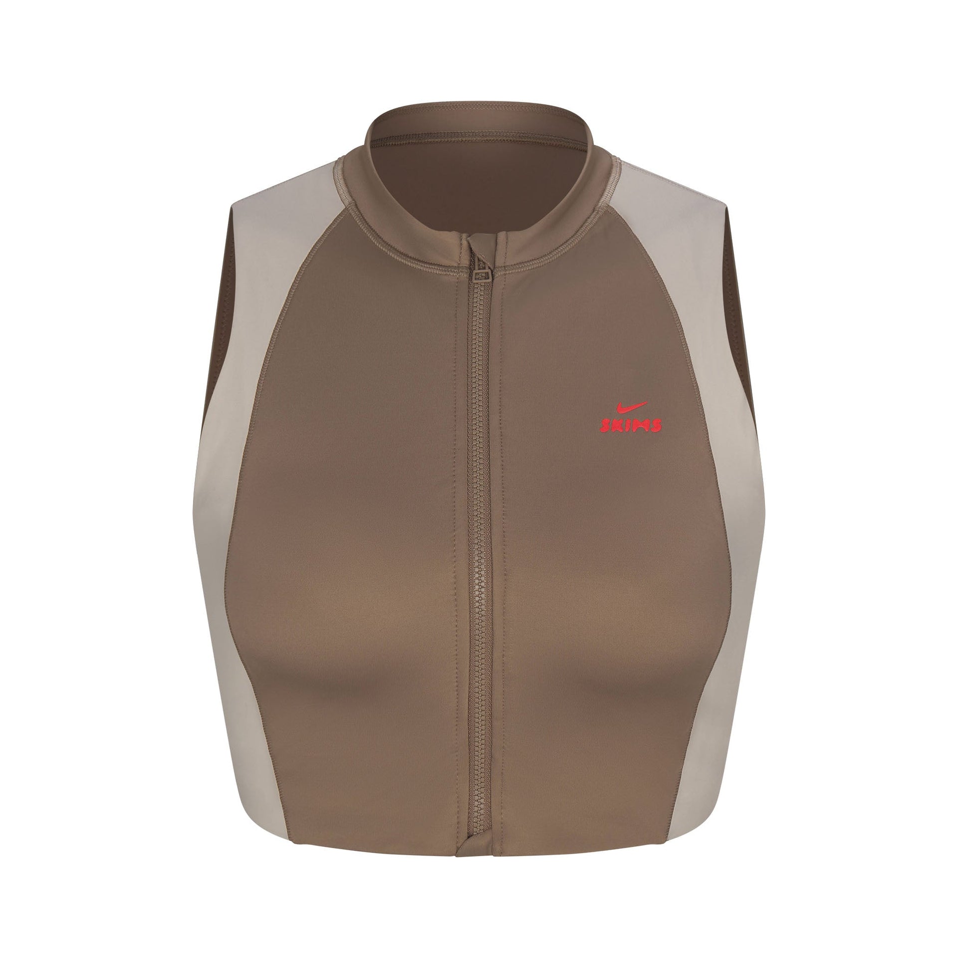 NikeSKIMS SHINE FRONT ZIP BRA | TRUFFLE AND STONE