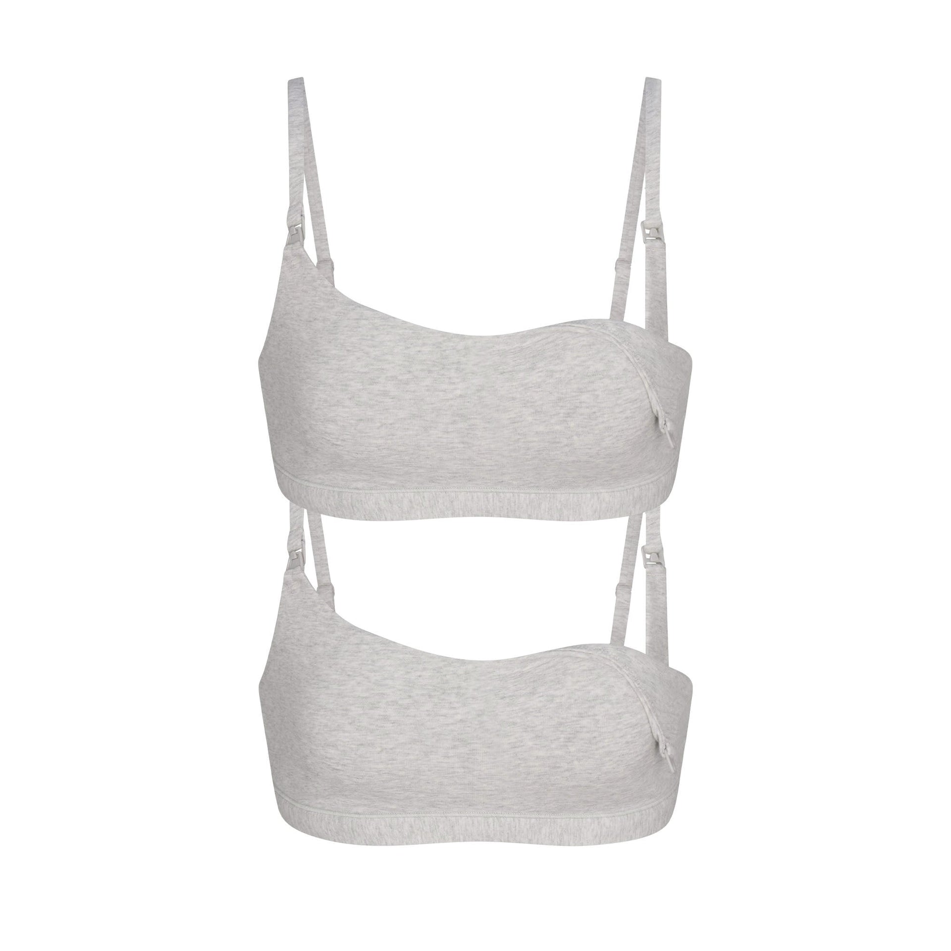 COTTON JERSEY MATERNITY NURSING SCOOP BRALETTE 2-PACK | LIGHT HEATHER GREY
