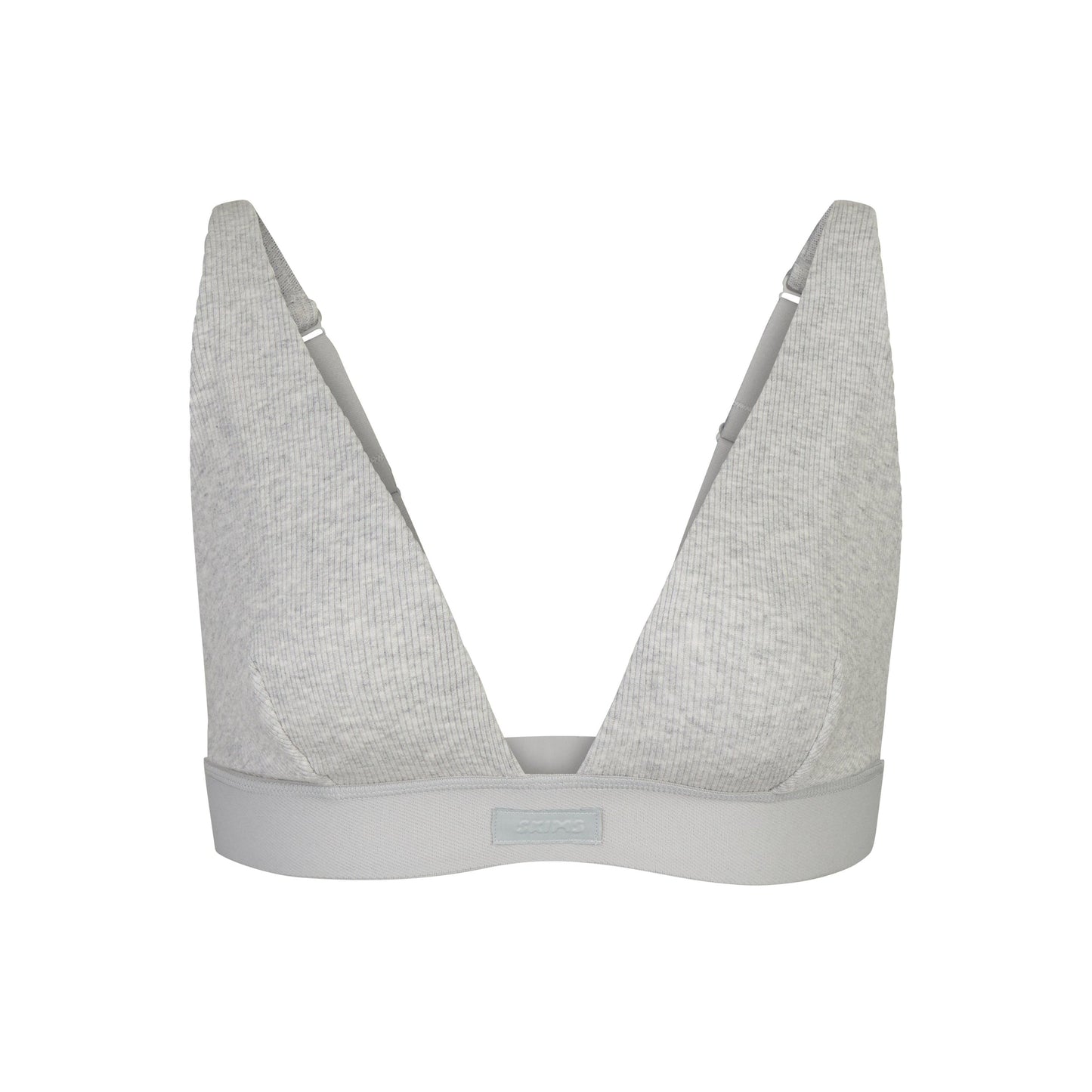 COTTON RIB PLUNGE BRALETTE | LIGHT HEATHER GREY