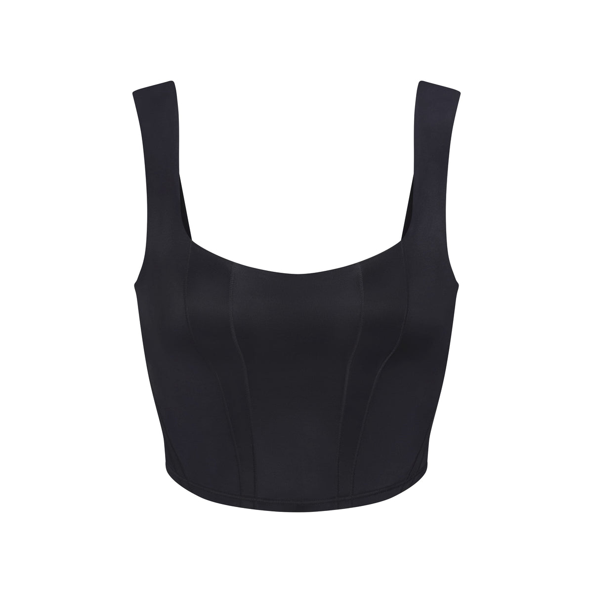 NikeSKIMS SATIN SHINE PANELED SCOOP TANK | OBSIDIAN