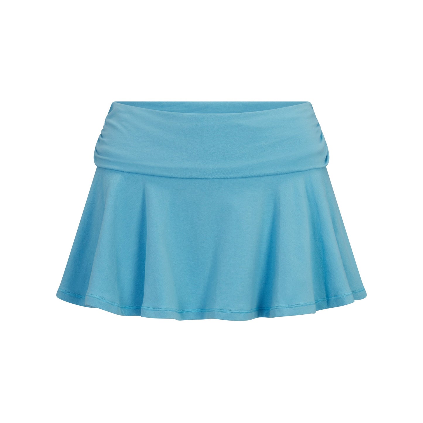 COTTON JERSEY FOLDOVER MINI SKIRT | WATER