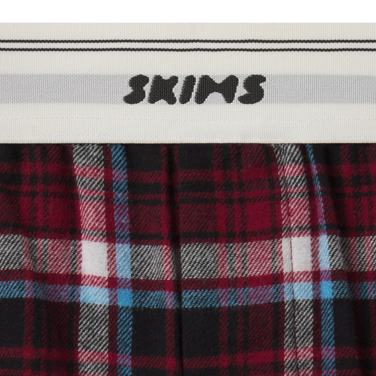 FLANNEL SLEEP LOGO BANDED PANT | DARK CARDINAL QUARTZ PLAID