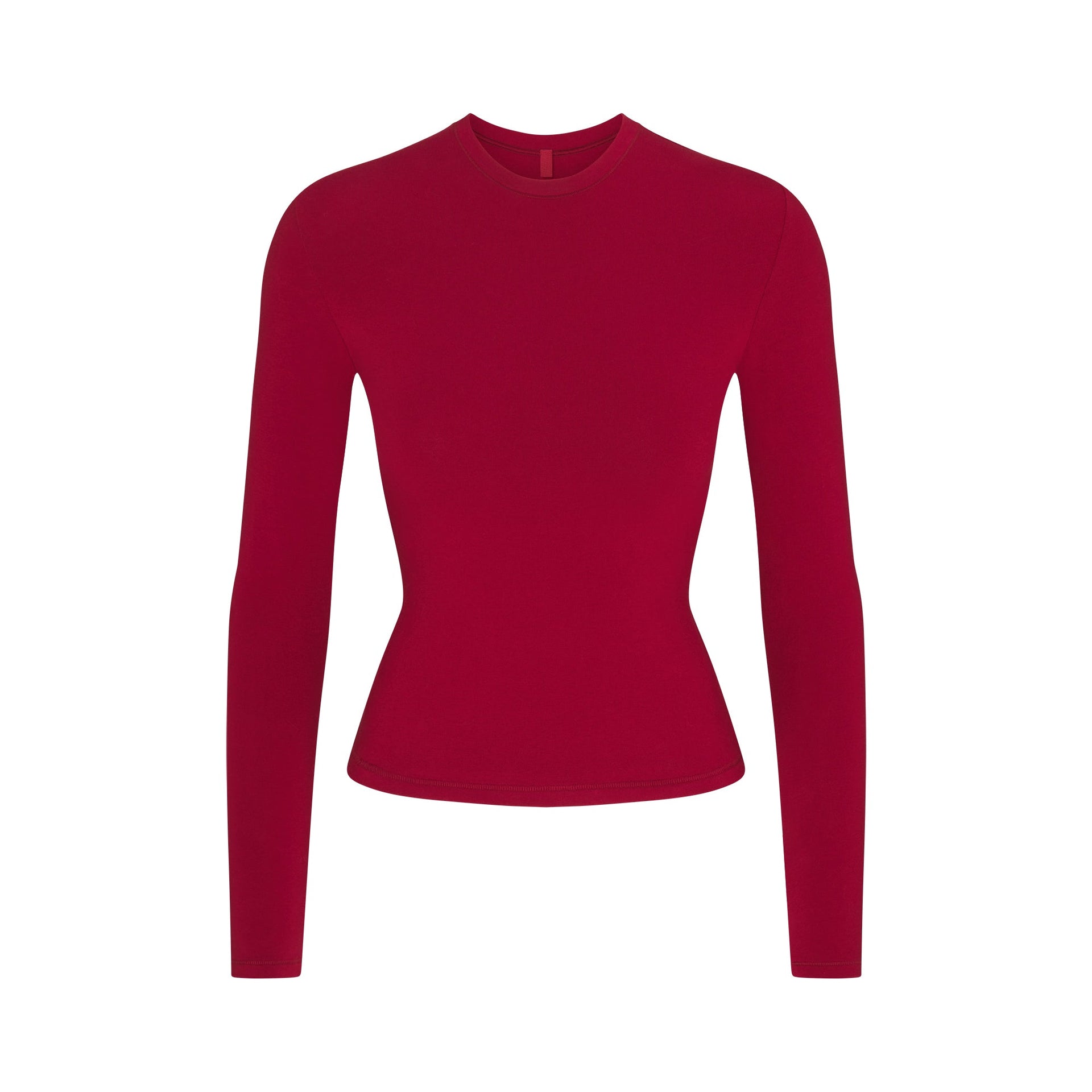 COTTON JERSEY LONG SLEEVE T-SHIRT | BRICK