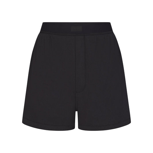 COTTON RIB LOOSE BOXER | SOOT