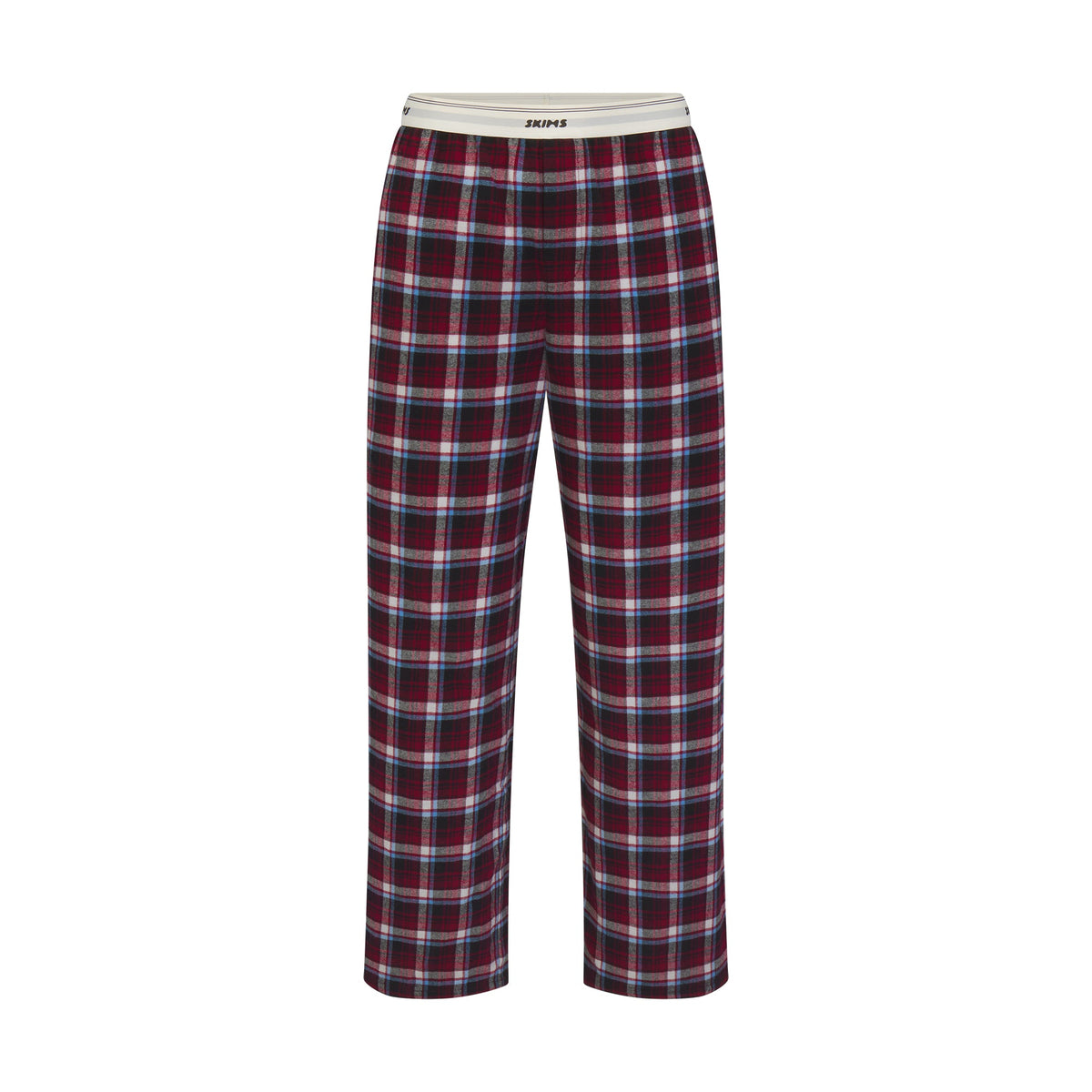 FLANNEL SLEEP LOGO BANDED PANT | DARK CARDINAL QUARTZ PLAID