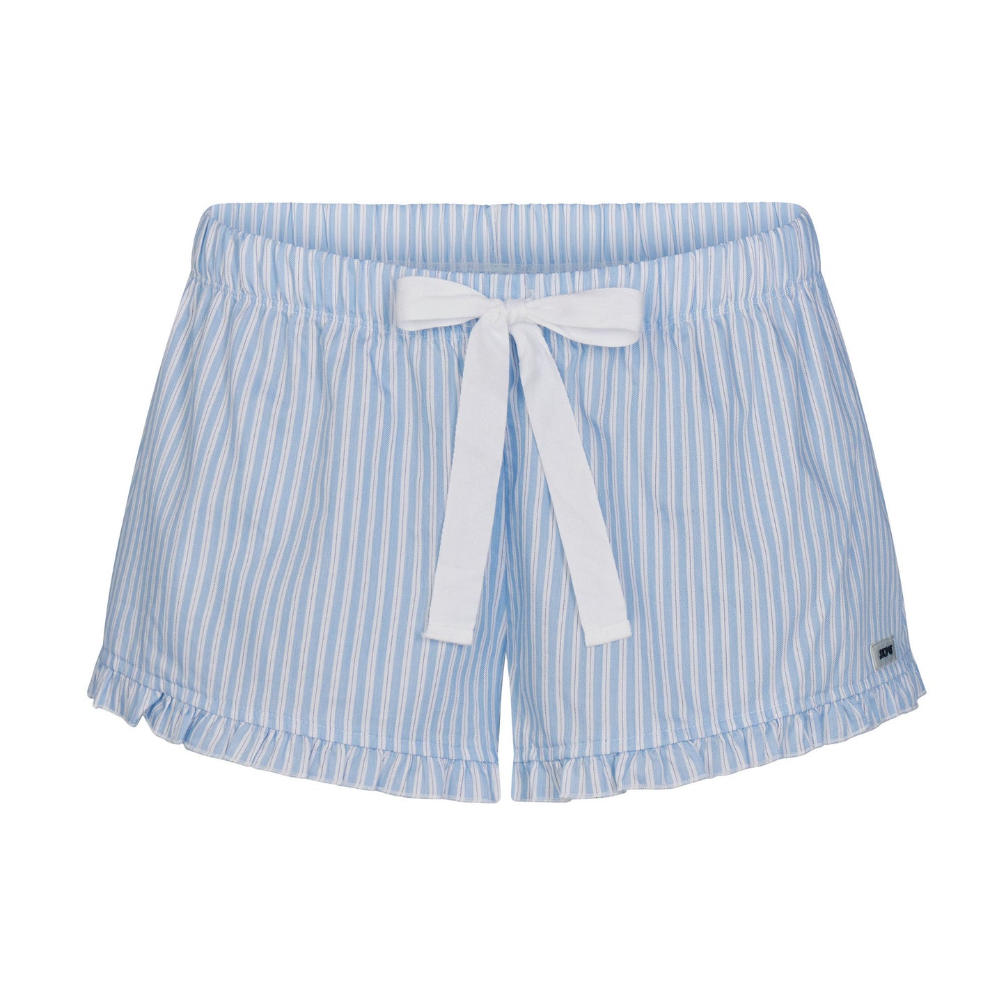 COTTON POPLIN SLEEP RUFFLE SHORT | MARINA MESH STRIPE