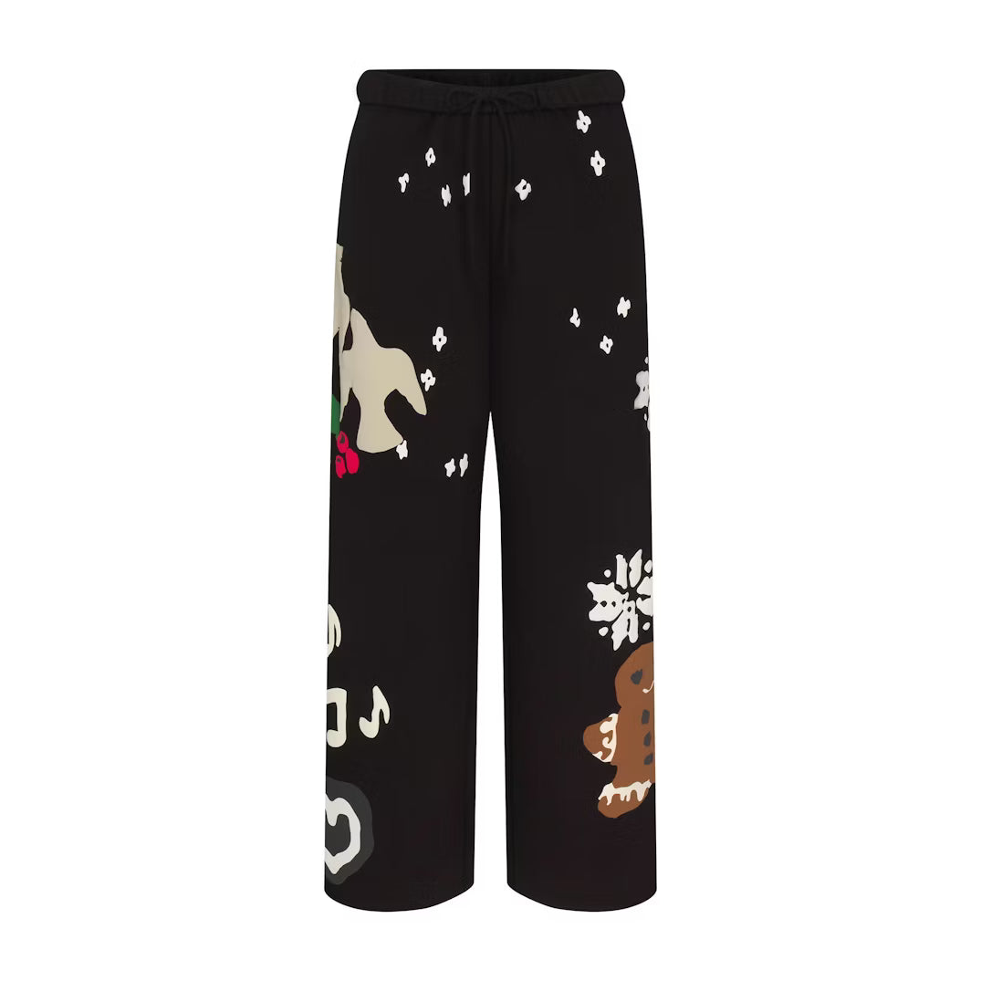 CACTUS PLANT FLEA MARKET X SKIMS COTTON FLEECE STRAIGHT LEG PANT | ONYX GINGERBREAD PRINT