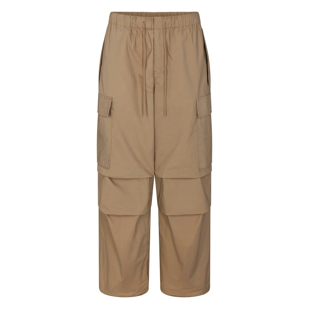 WOVEN COTTON OVERSIZED LOW RISE CARGO PANT | DESERT