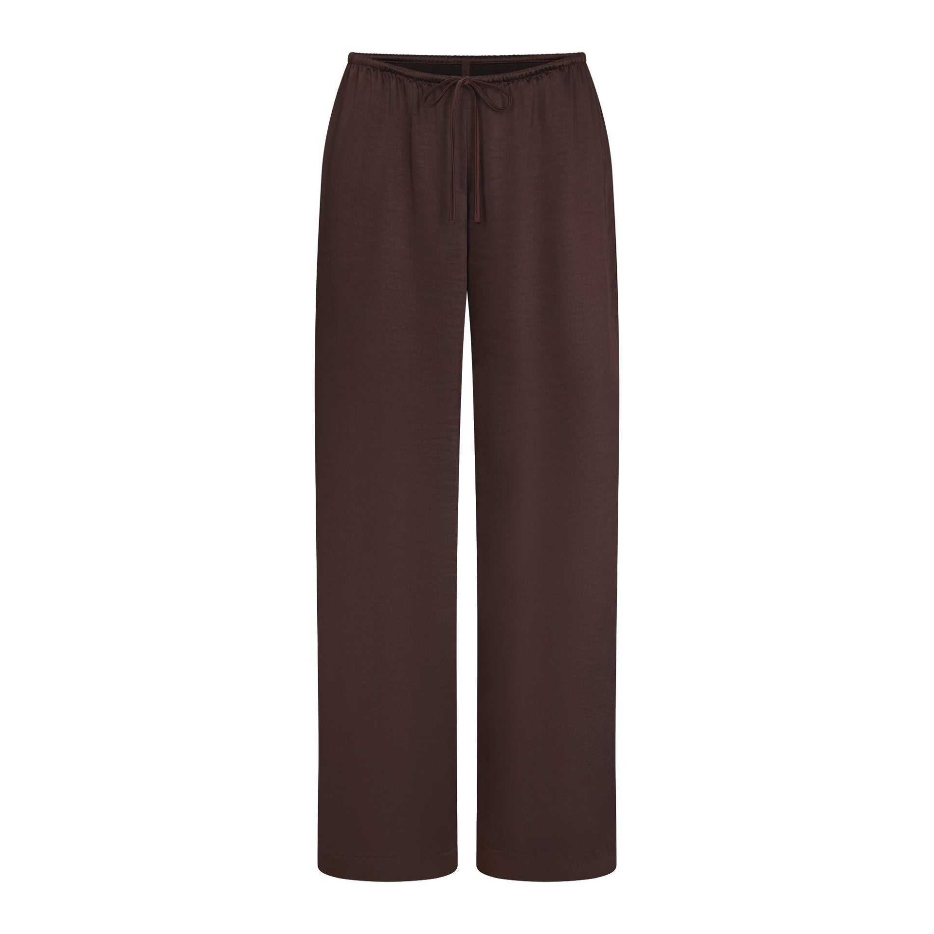 LIGHTWEIGHT SATIN STRAIGHT LEG PANT | ESPRESSO
