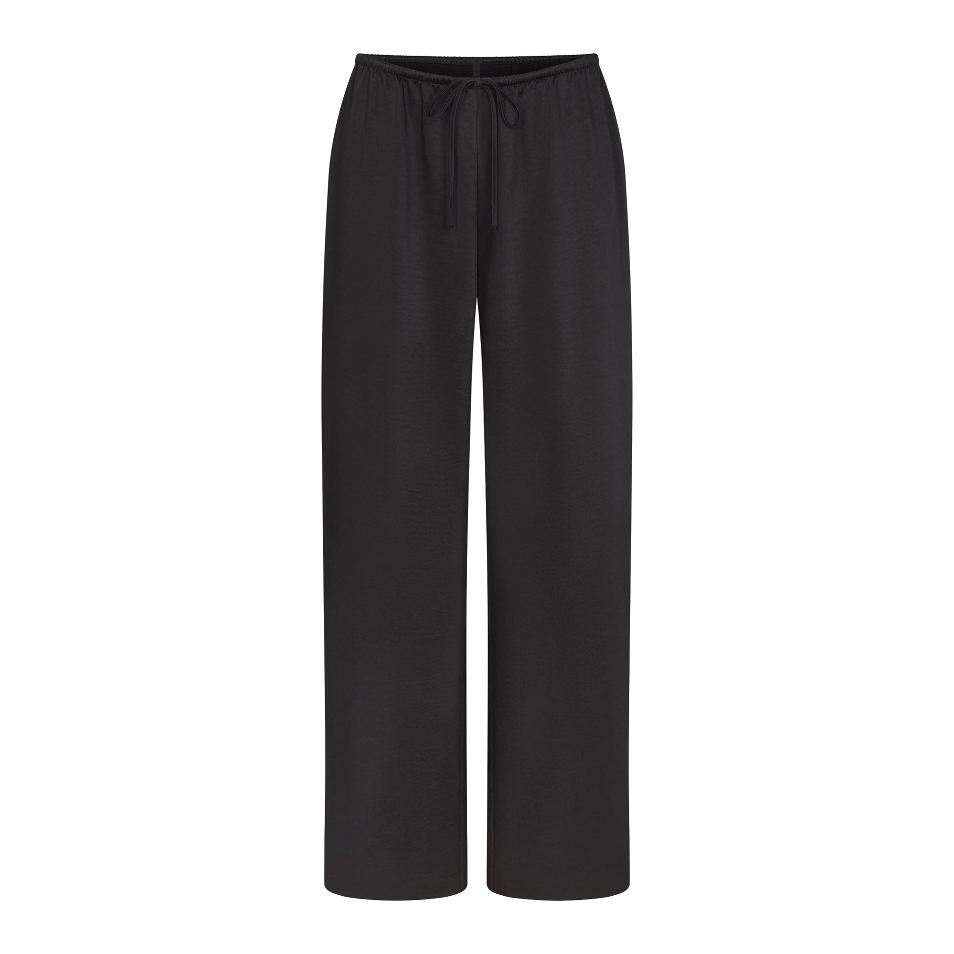 LIGHTWEIGHT SATIN STRAIGHT LEG PANT | OBSIDIAN