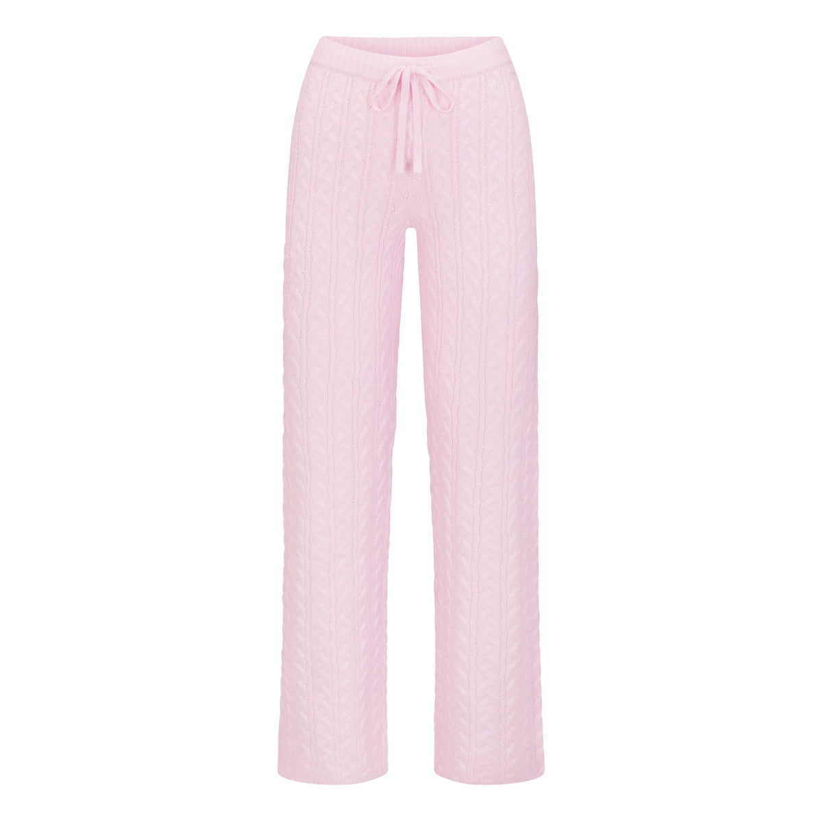 SWEATER KNIT CABLE STRAIGHT LEG PANT | CHERRY BLOSSOM