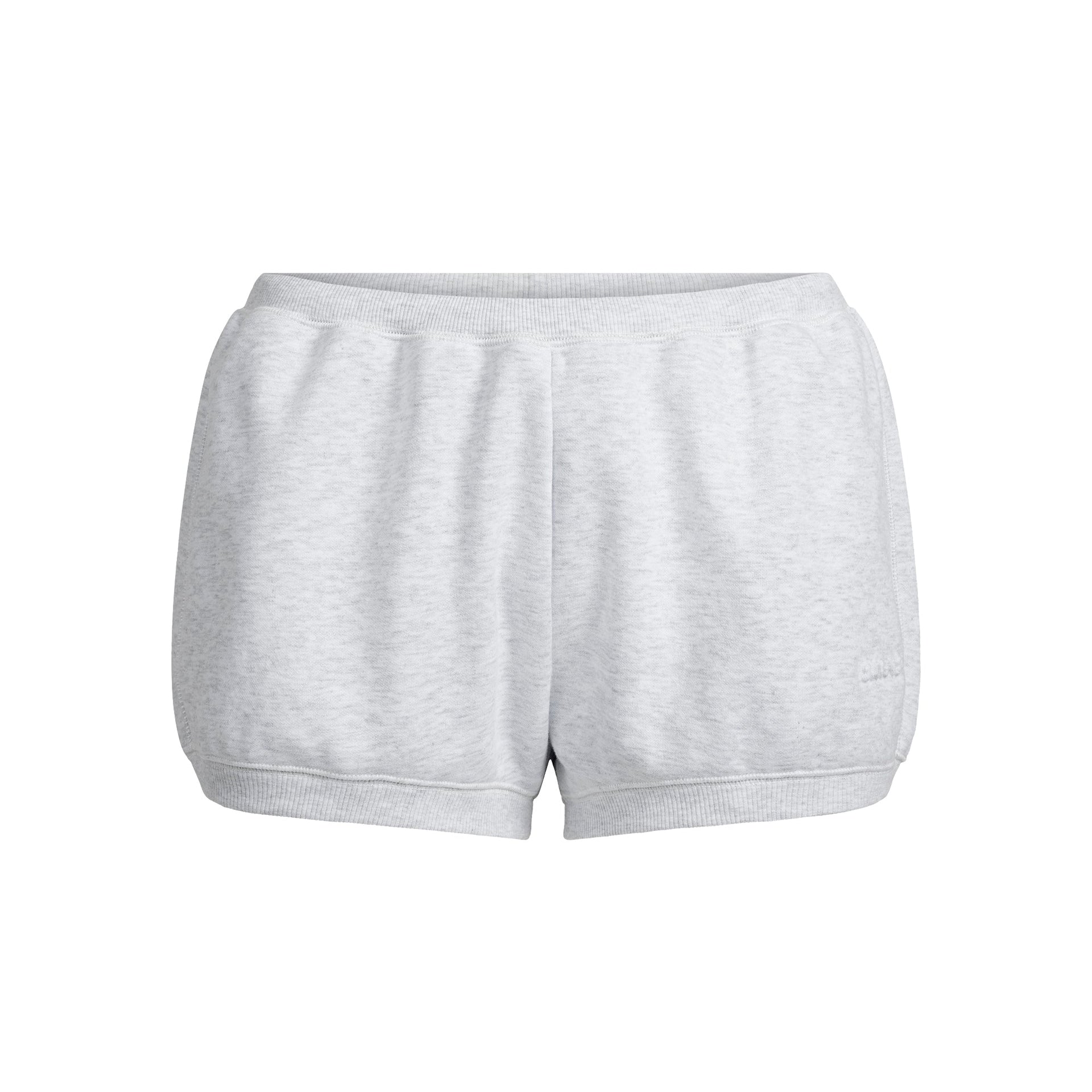 COTTON FLEECE BUBBLE HEM SHORT | LIGHT HEATHER GREY