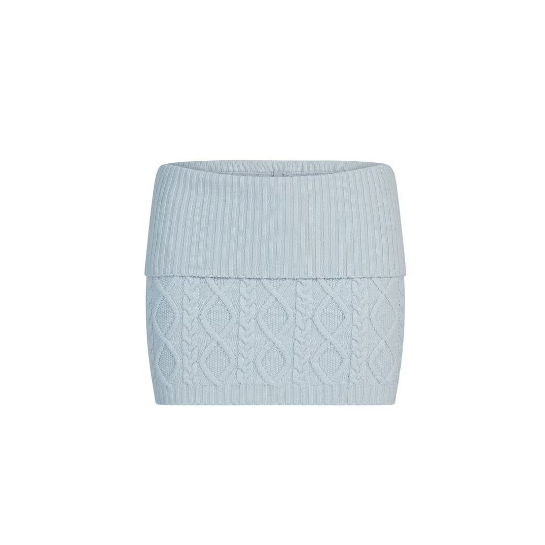 SNOW BUNNY CABLE KNIT MINI SKIRT | ZEN BLUE