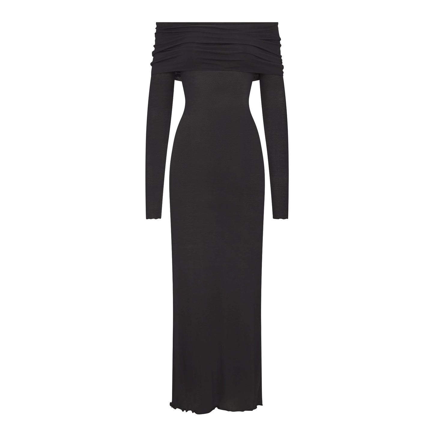 SHEER MODAL OFF SHOULDER LONG DRESS | ONYX
