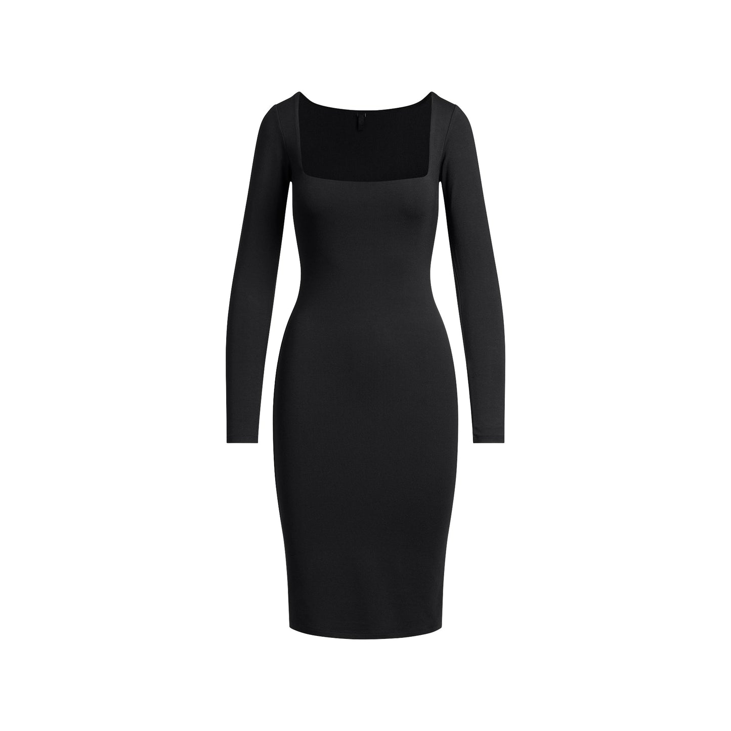 SMOOTH LAYERS SQUARE NECK MIDI DRESS | OBSIDIAN