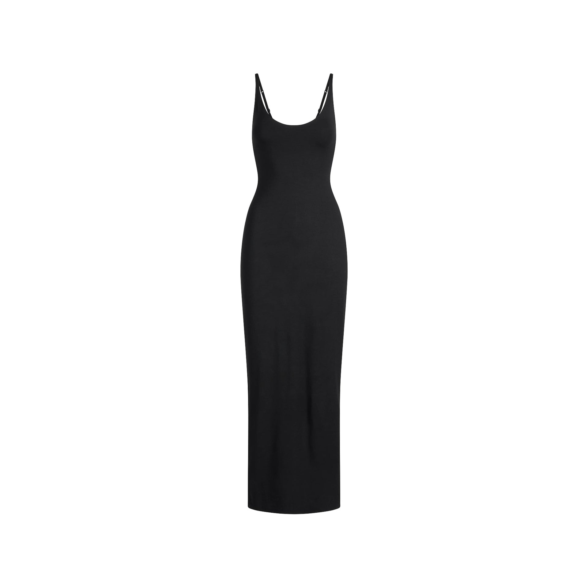 SMOOTH LAYERS SCOOP NECK LONG DRESS | OBSIDIAN