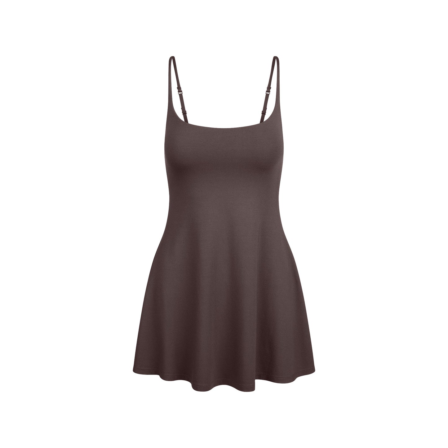 SMOOTH LAYERS SKIMPY STRAP MINI DRESS | RAISIN