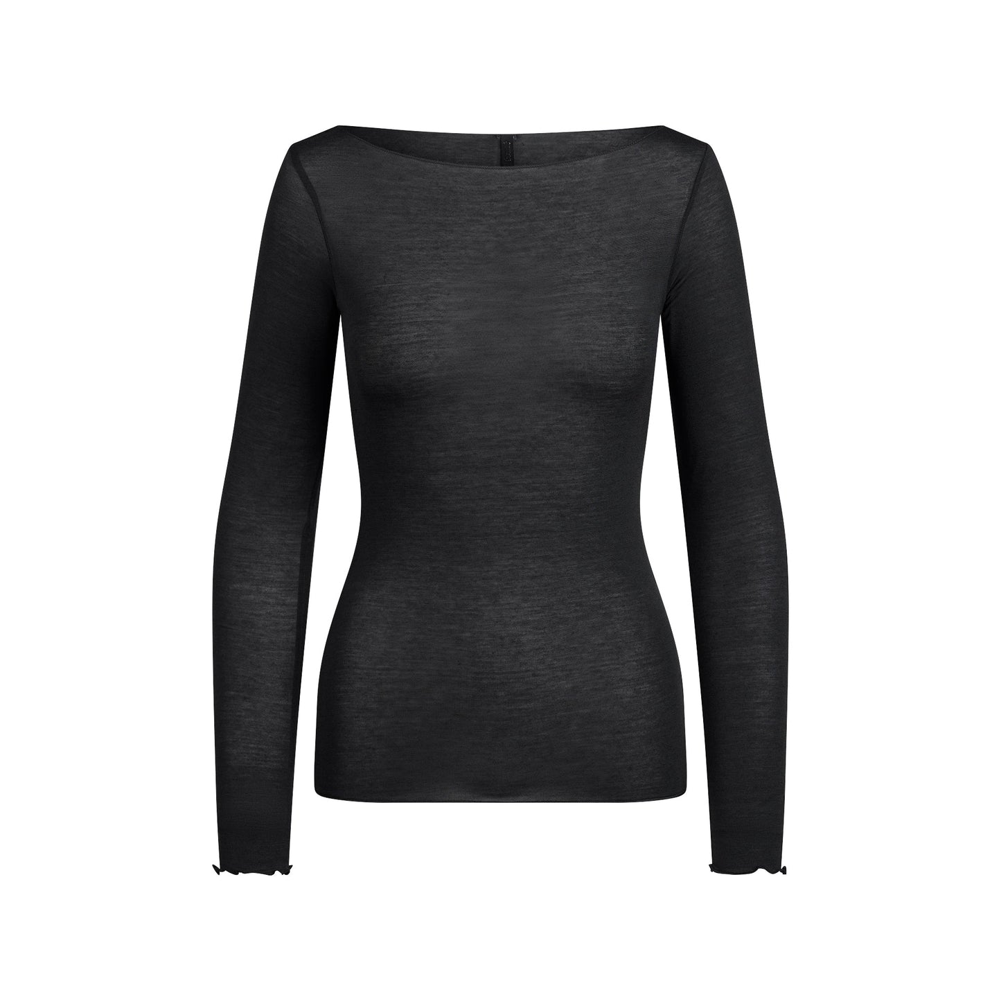 SHEER MODAL LONG SLEEVE BOATNECK TOP | ONYX