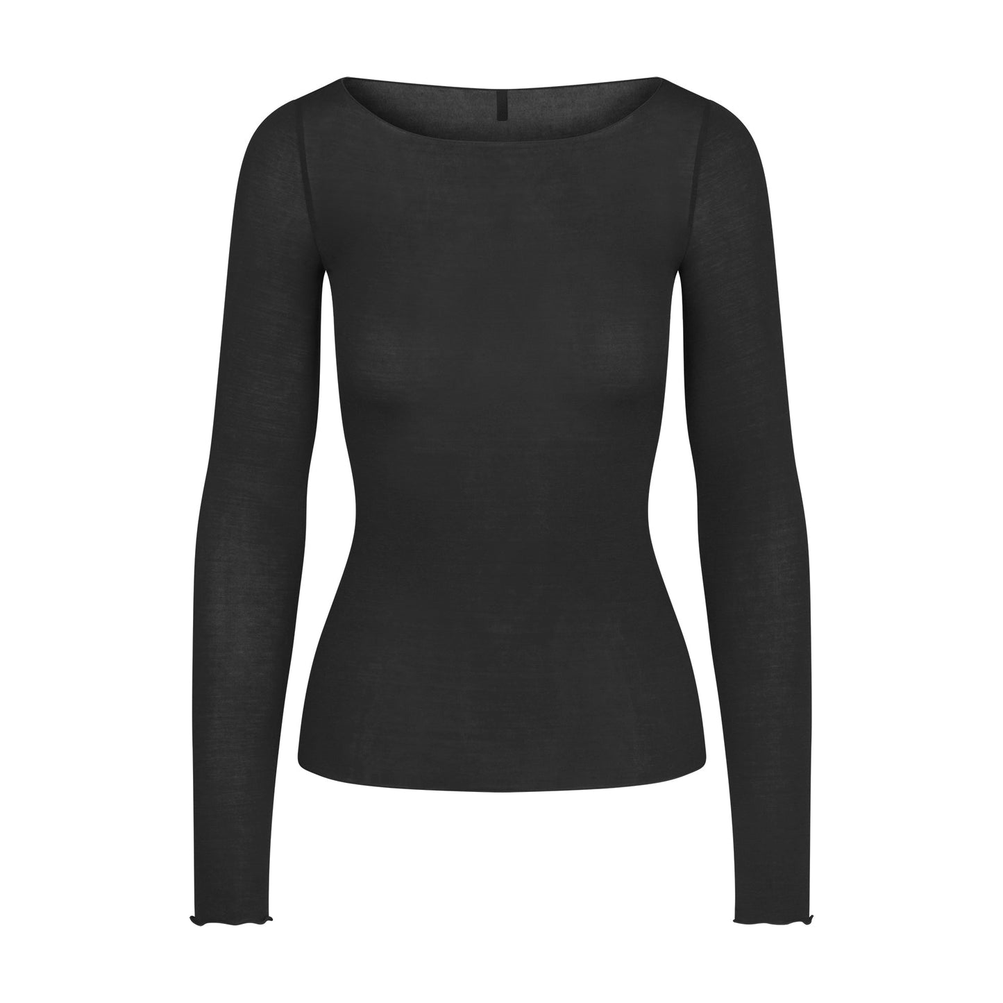 SHEER MODAL LONG SLEEVE BOAT NECK TOP | ONYX