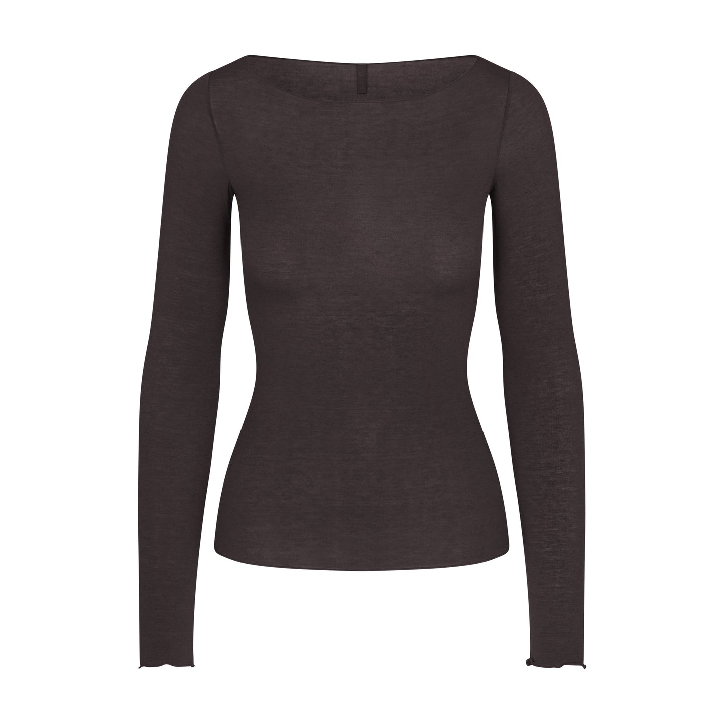 SHEER MODAL LONG SLEEVE BOAT NECK TOP | PHOENIX