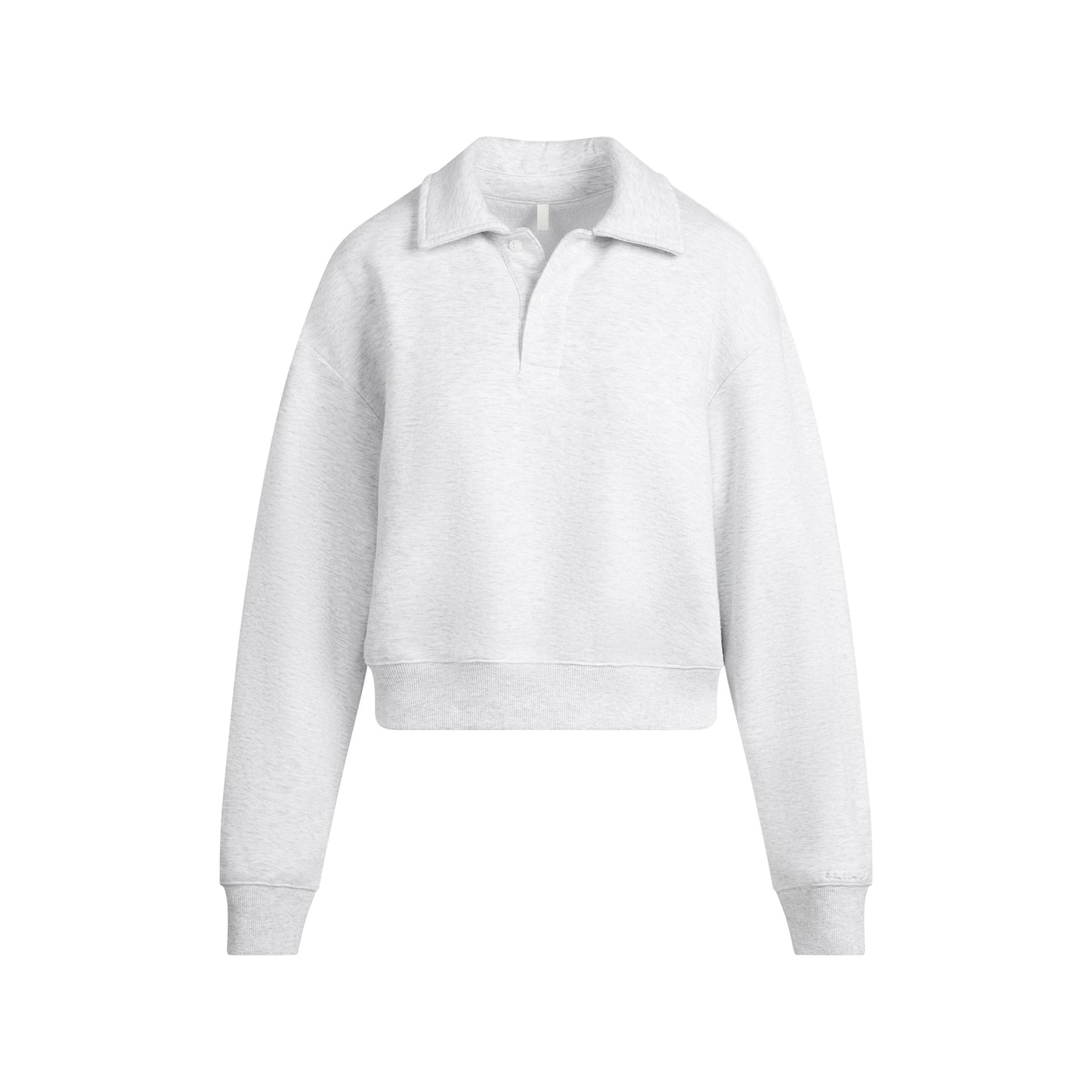 COTTON FLEECE POLO SWEATSHIRT | LIGHT HEATHER GREY