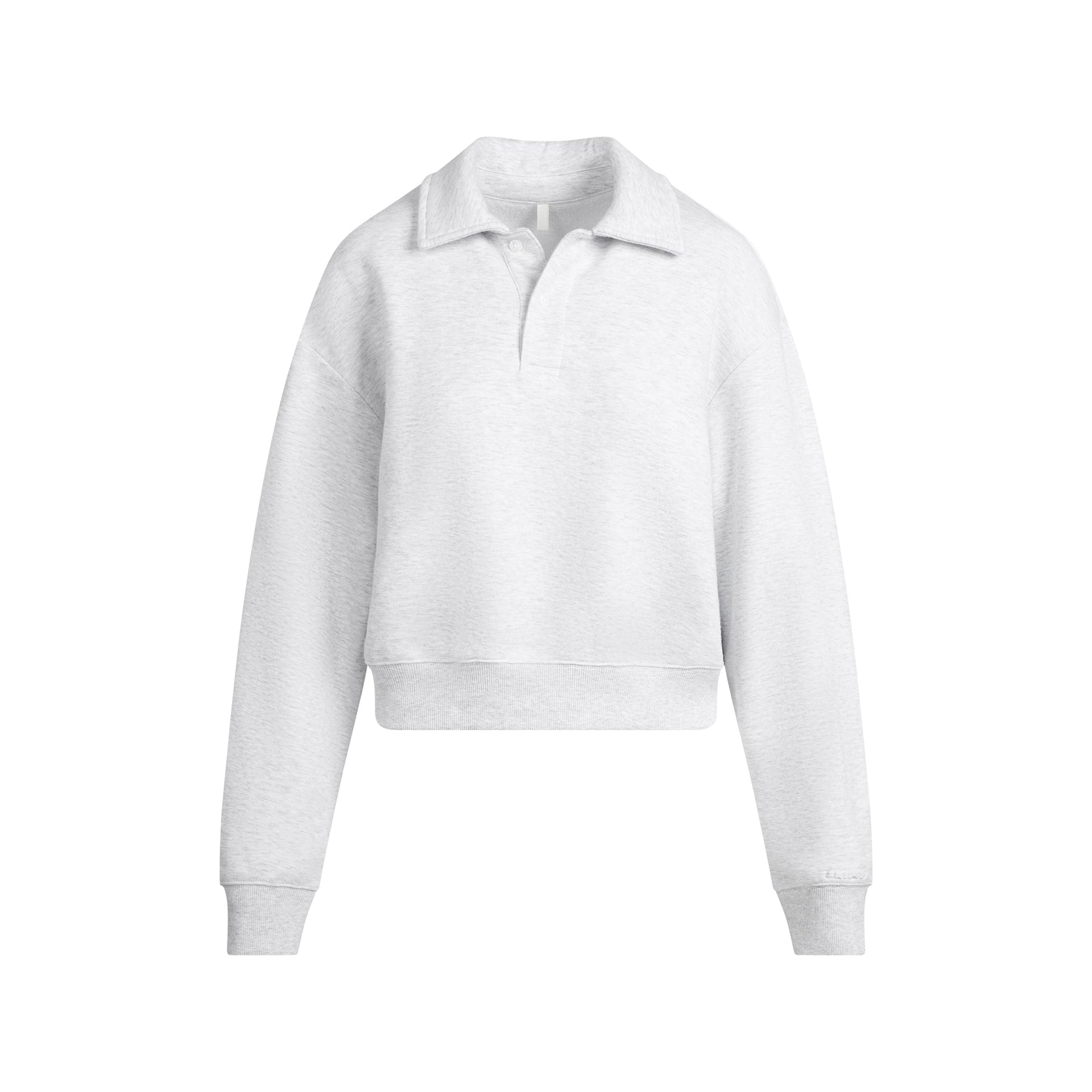 COTTON FLEECE POLO SWEATSHIRT | LIGHT HEATHER GREY