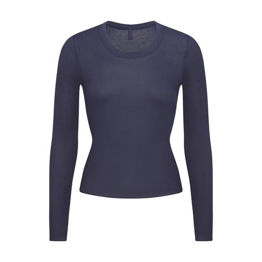 SHEER RIB LONG SLEEVE WIDE CREW | SLEET