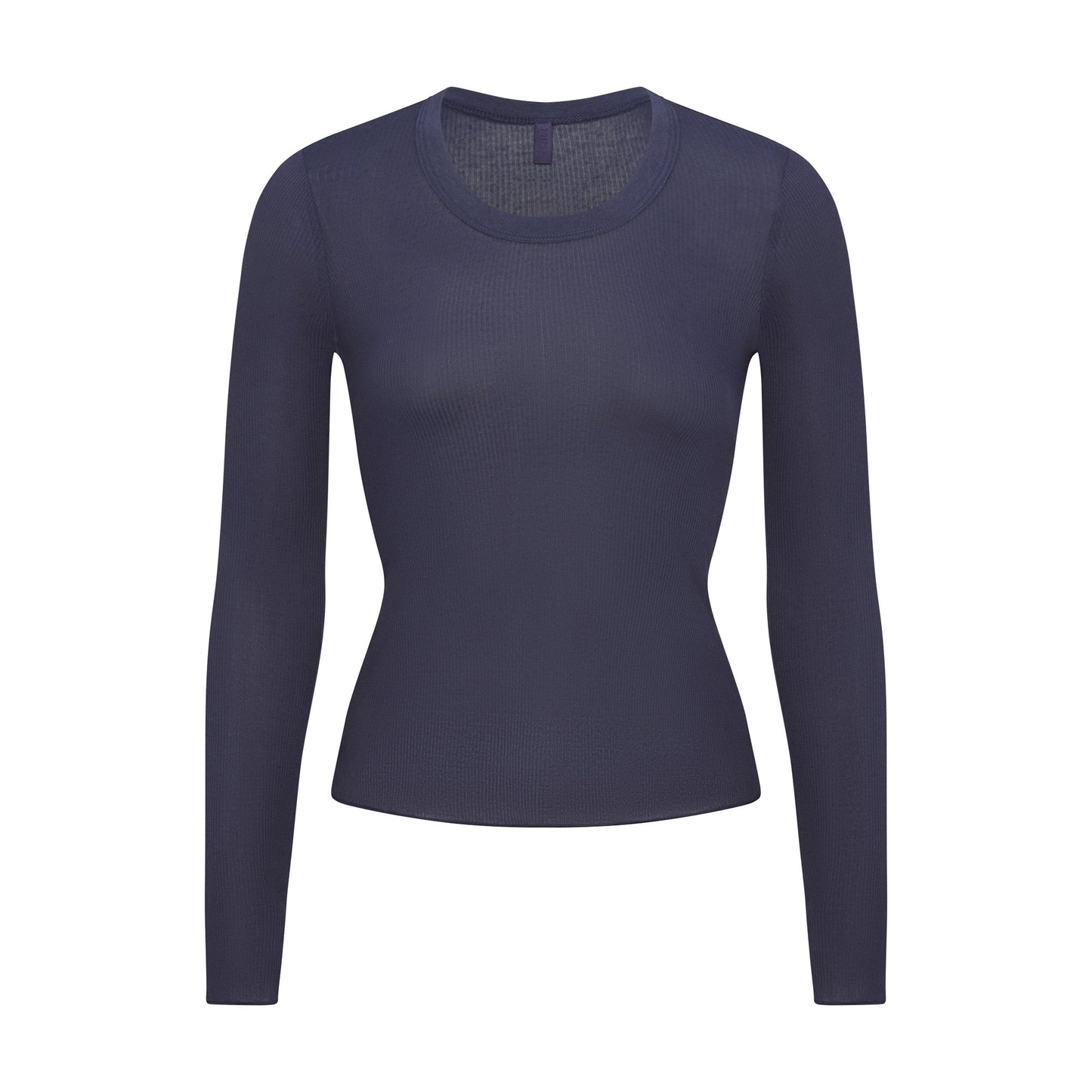 SHEER RIB LONG SLEEVE CREW NECK TOP | SLEET