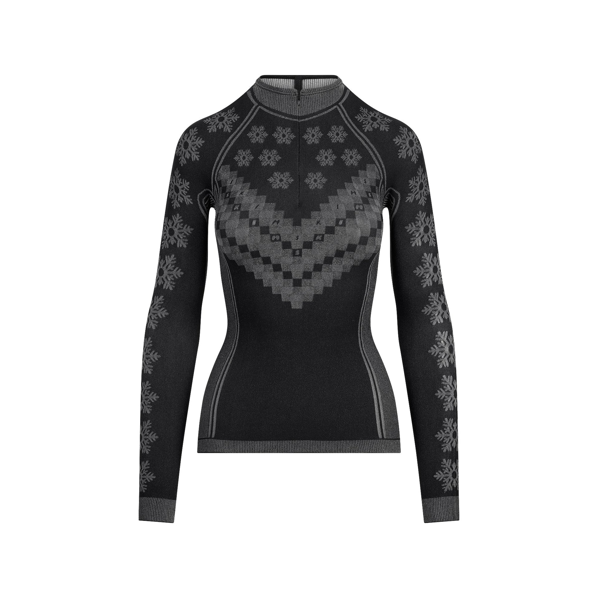 SKIMS FIRST LAYERS HALF ZIP LONG SLEEVE | OBSIDIAN WINTER FAIR ISLE