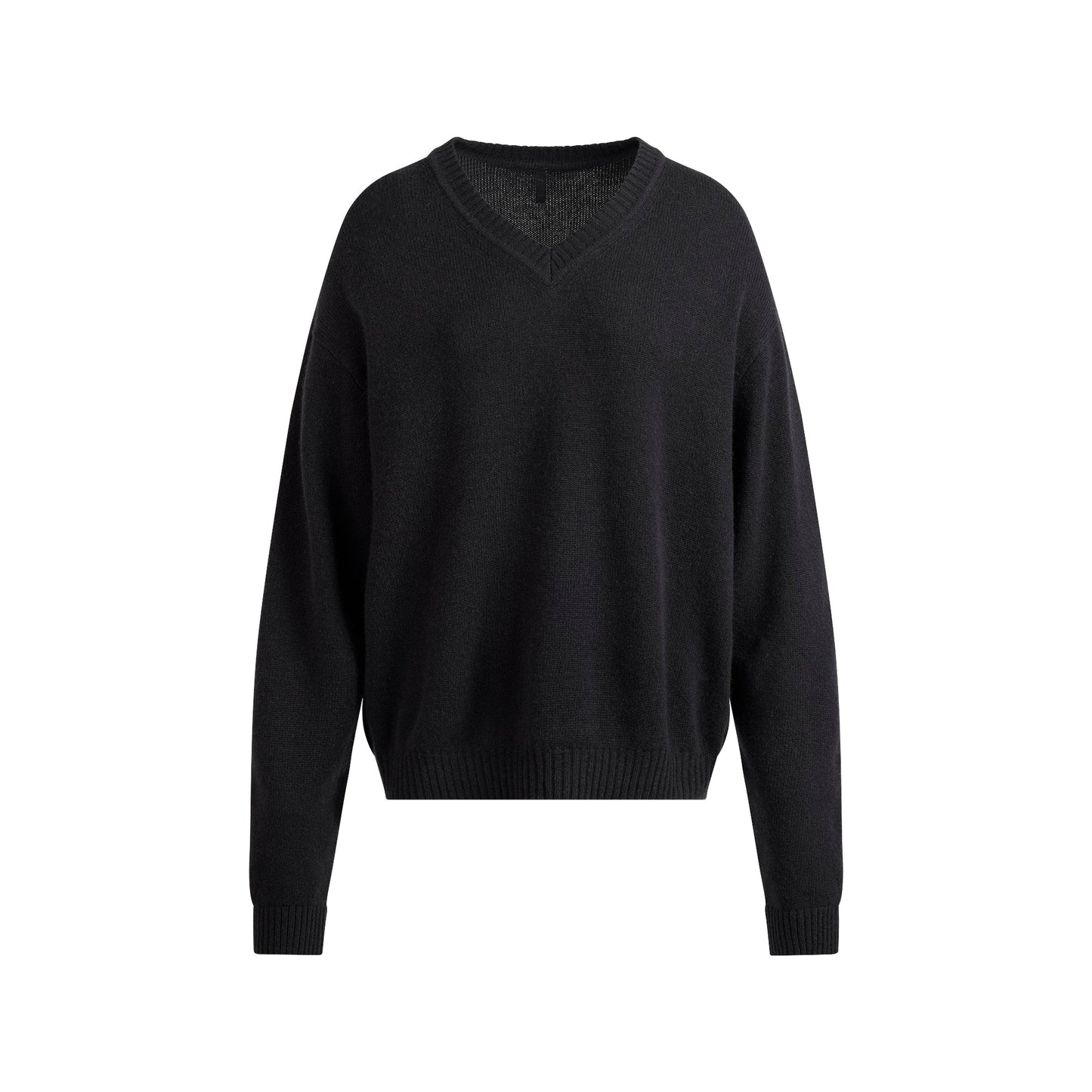 WOOL CASHMERE OVERSIZED V NECK SWEATER | ONYX