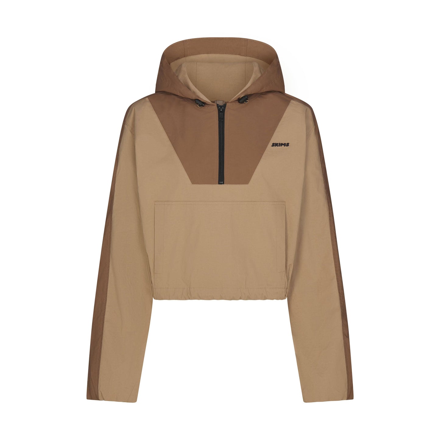 WOVEN COTTON HALF ZIP PULLOVER | DESERT