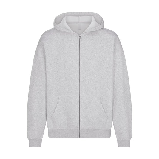 FLEECE LOUNGE MENS RELAXED ZIP UP HOODIE | LIGHT HEATHER GREY