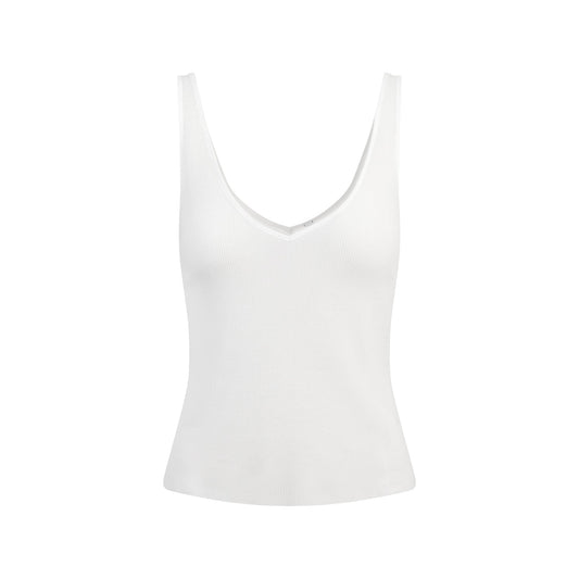 SHEER RIB V NECK TANK | SNOW