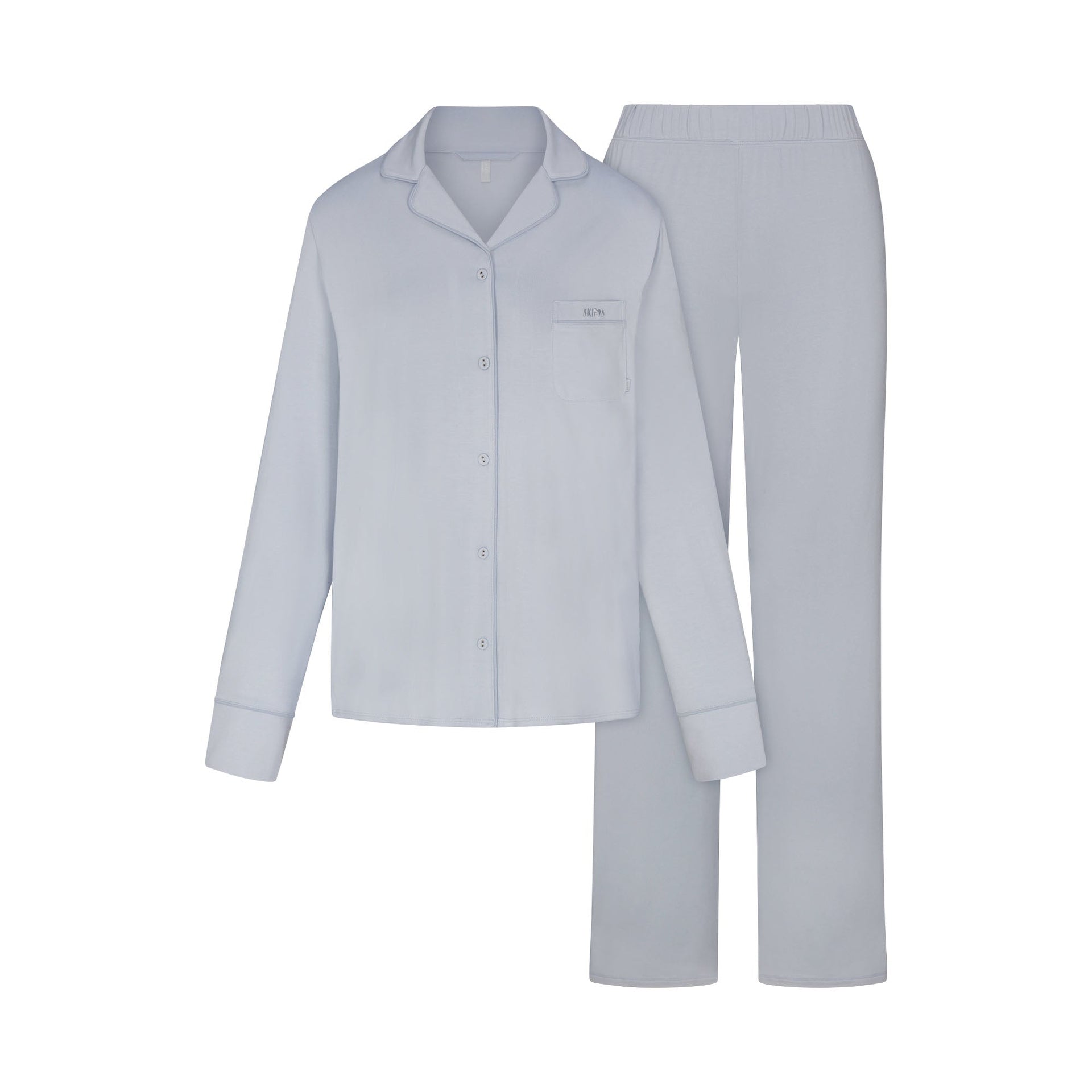 SKIMS SLEEP LONG SLEEVE BUTTON UP SET | ZEN BLUE