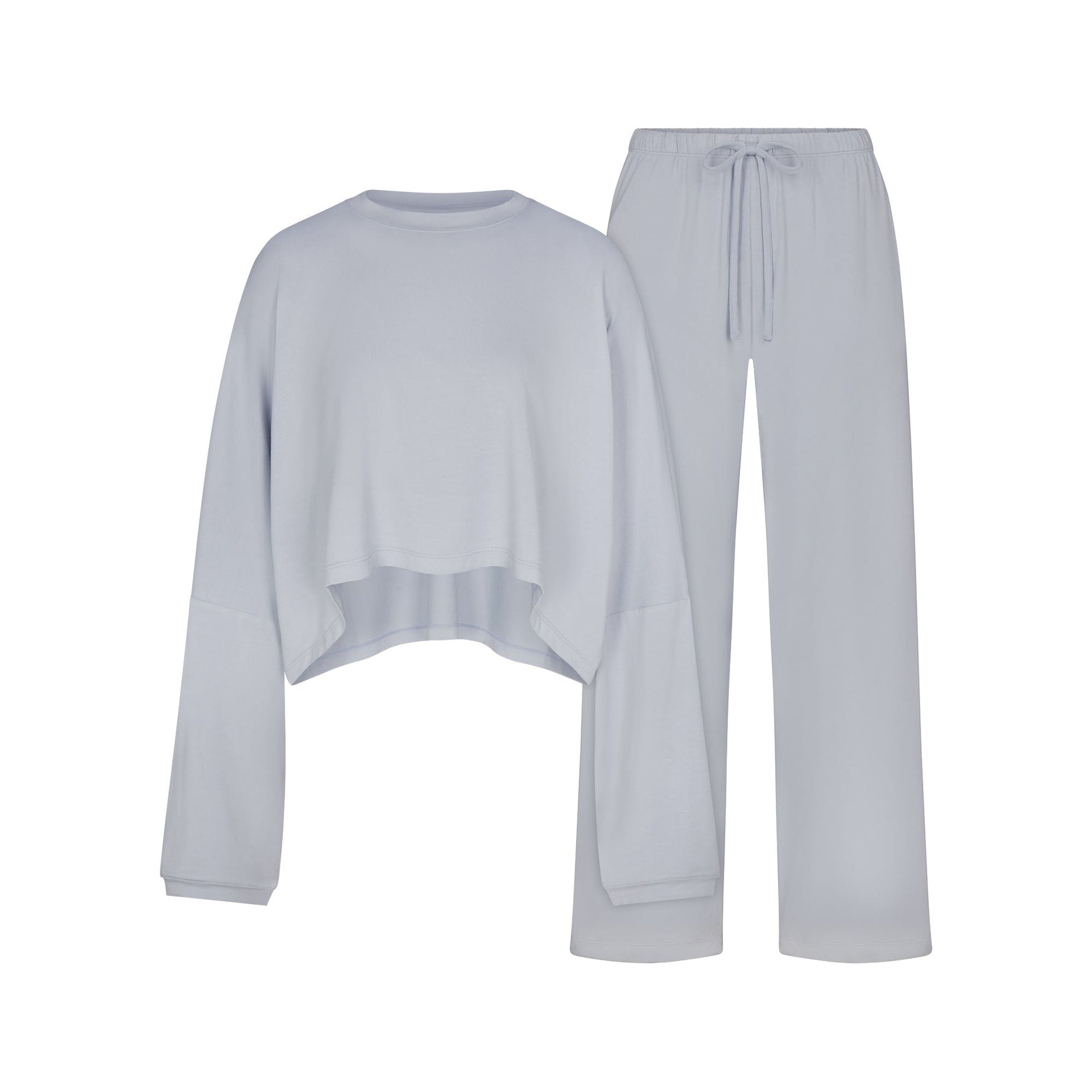 SKIMS SLEEP CROPPED LONG SLEEVE AND PANT SET | ZEN BLUE