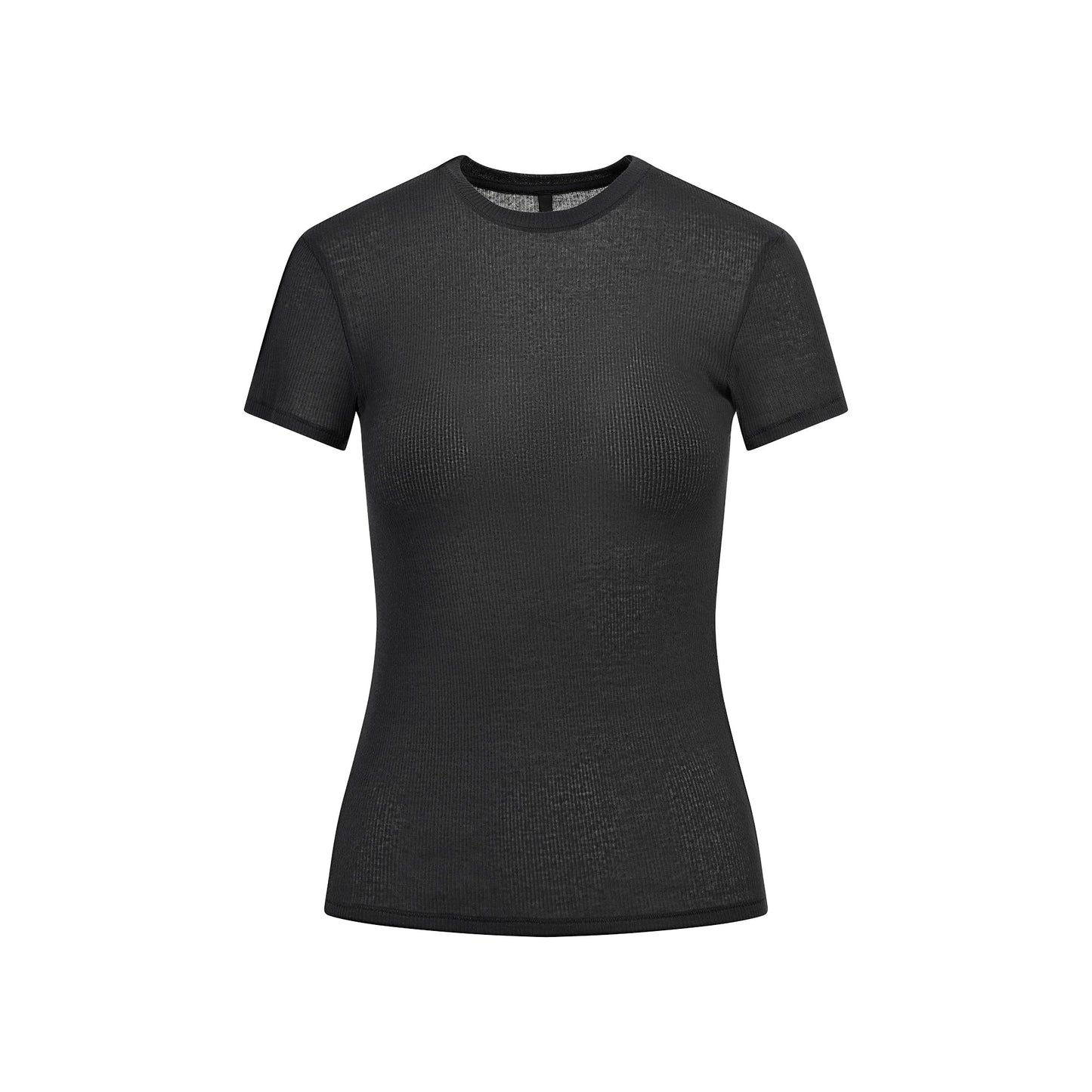 SHEER RIB T-SHIRT | SOOT