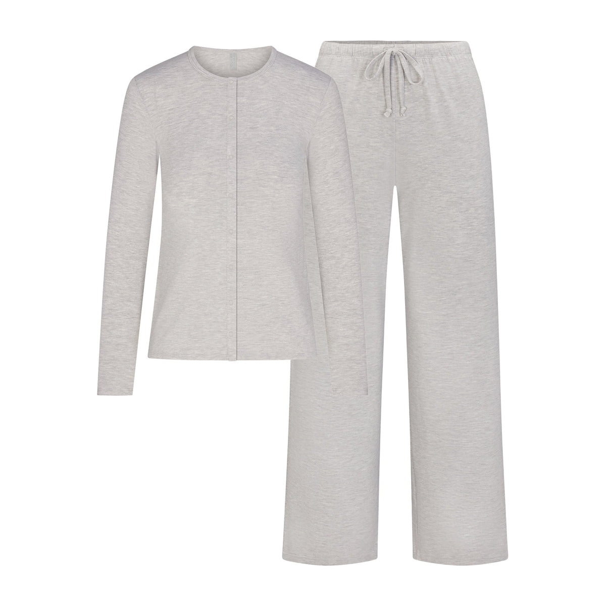 SKIMS SLEEP CARDIGAN AND PANT SLEEP SET | LIGHT HEATHER GREY