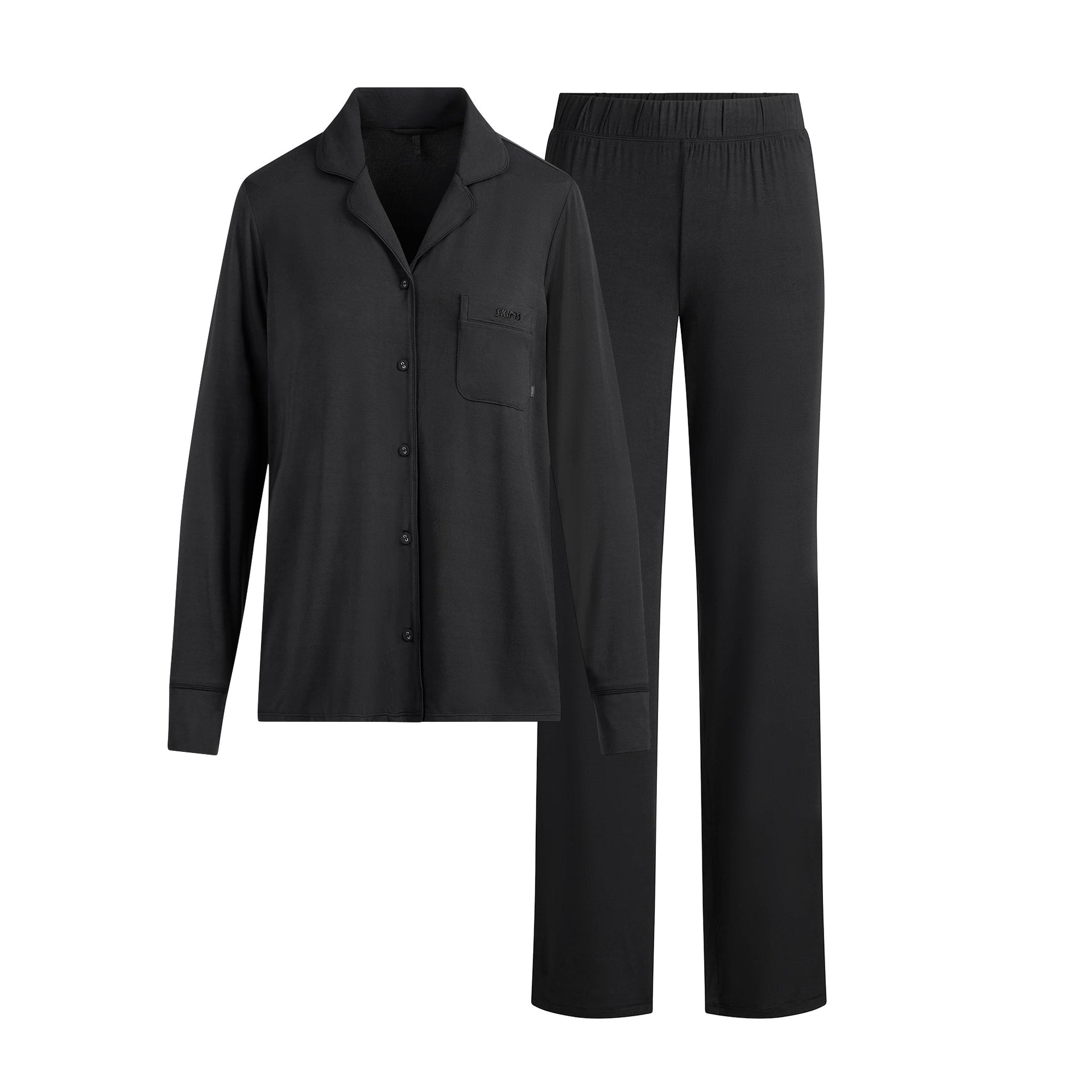 SKIMS SLEEP LONG SLEEVE BUTTON UP SET | ONYX