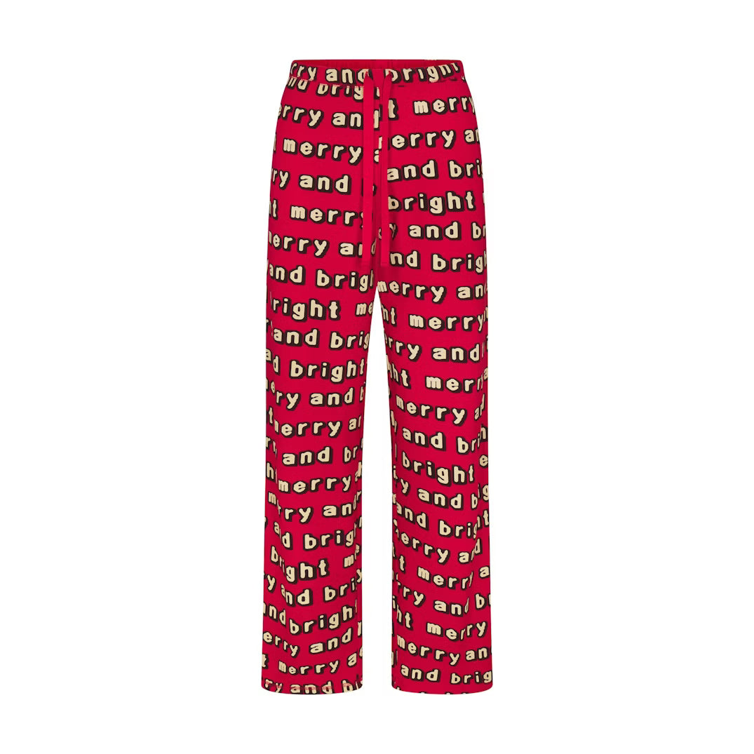 CACTUS PLANT FLEA MARKET X SKIMS HEAVY POINTELLE AND WAFFLE SLEEP SET| STONE JINGLE BELLS PRINT
