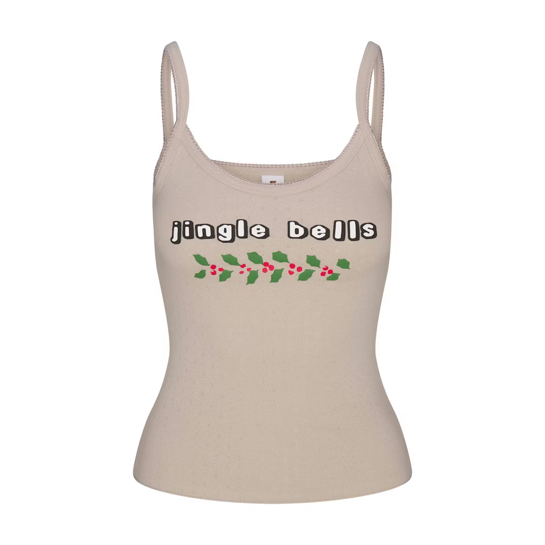 CACTUS PLANT FLEA MARKET X SKIMS HEAVY POINTELLE AND WAFFLE SLEEP SET| STONE JINGLE BELLS PRINT