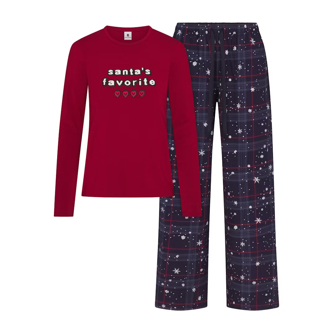 CACTUS PLANT FLEA MARKET X SKIMS SKIMS SLEEP FLANNEL PANT SET | SANTAS FAVORITE BRICK PRINT