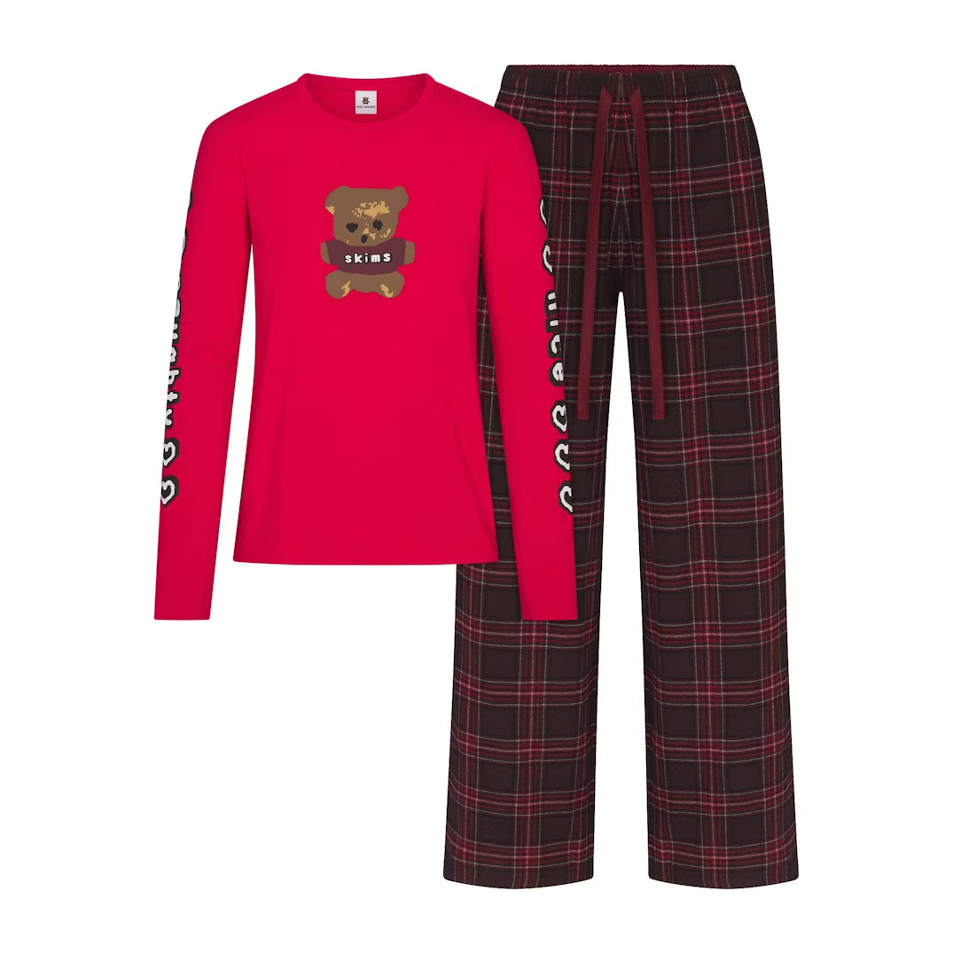 CACTUS PLANT FLEA MARKET X SKIMS SKIMS SLEEP FLANNEL PANT SET | RED BEAR PRINT