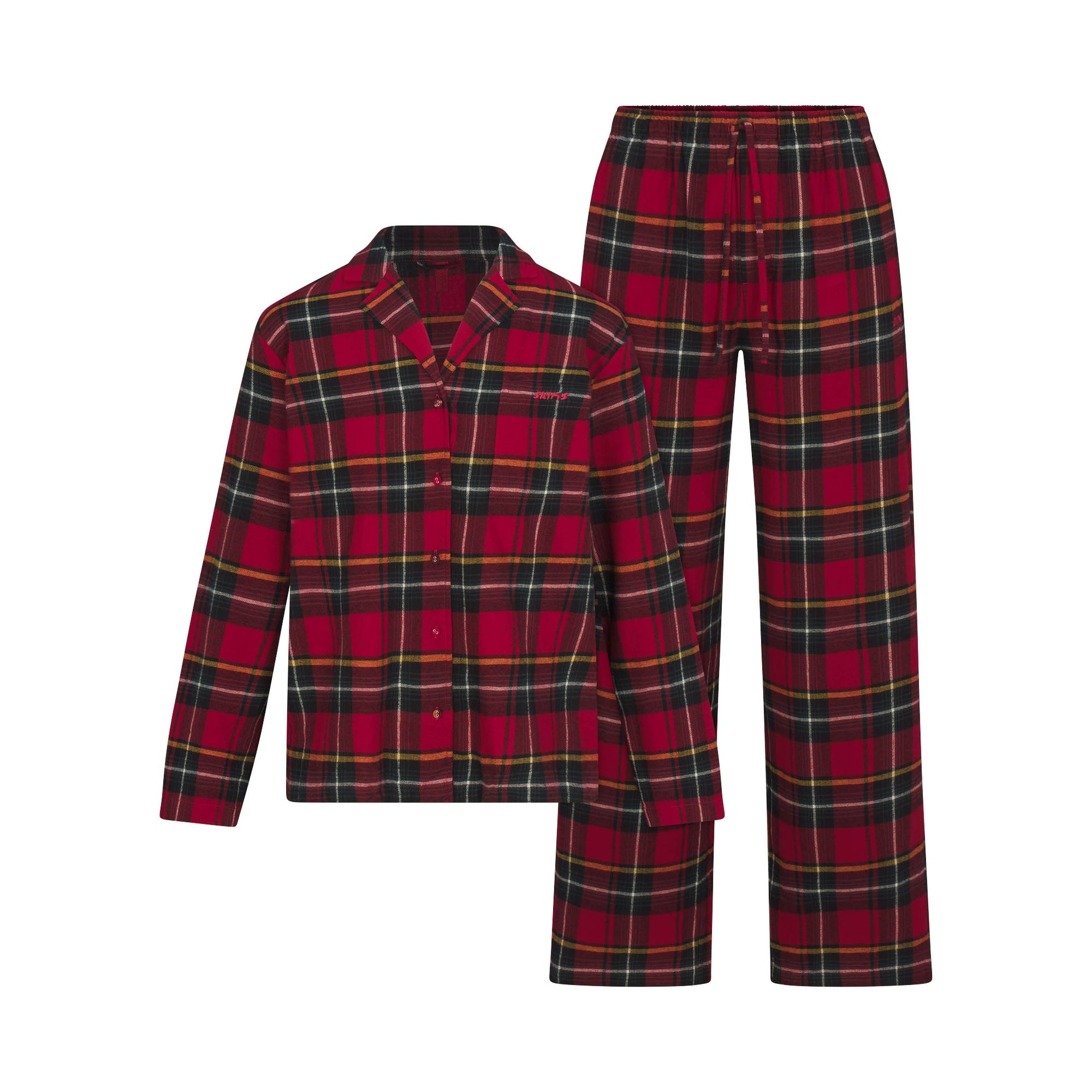 FLANNEL SLEEP LONG SLEEP SET | RED HOLIDAY PLAID