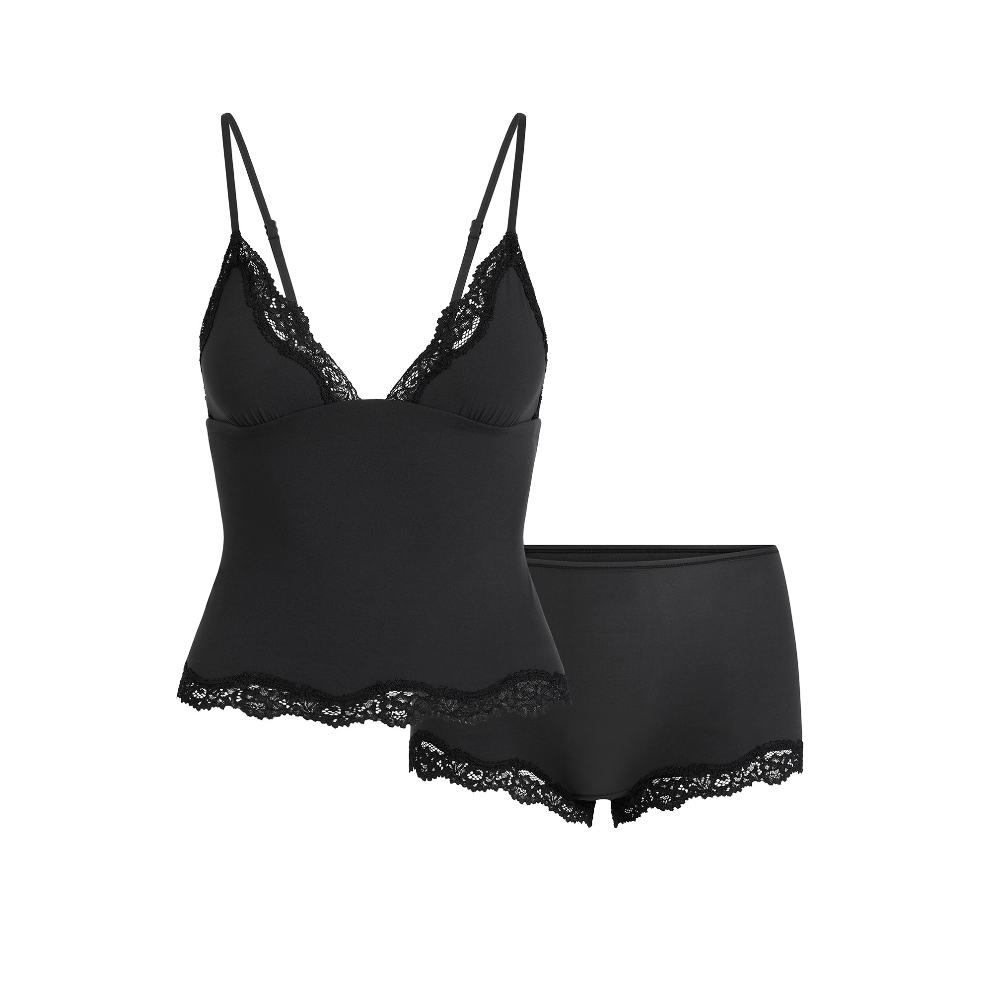 FITS EVERYBODY LACE TRIANGLE CAMI AND BOY SHORT SET | ONYX | SKIMS MÉXICO